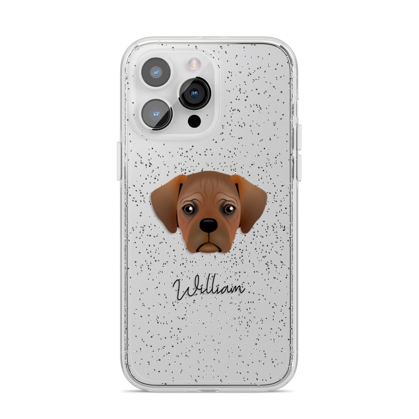 Pugalier Personalised iPhone 14 Pro Max Glitter Tough Case Silver