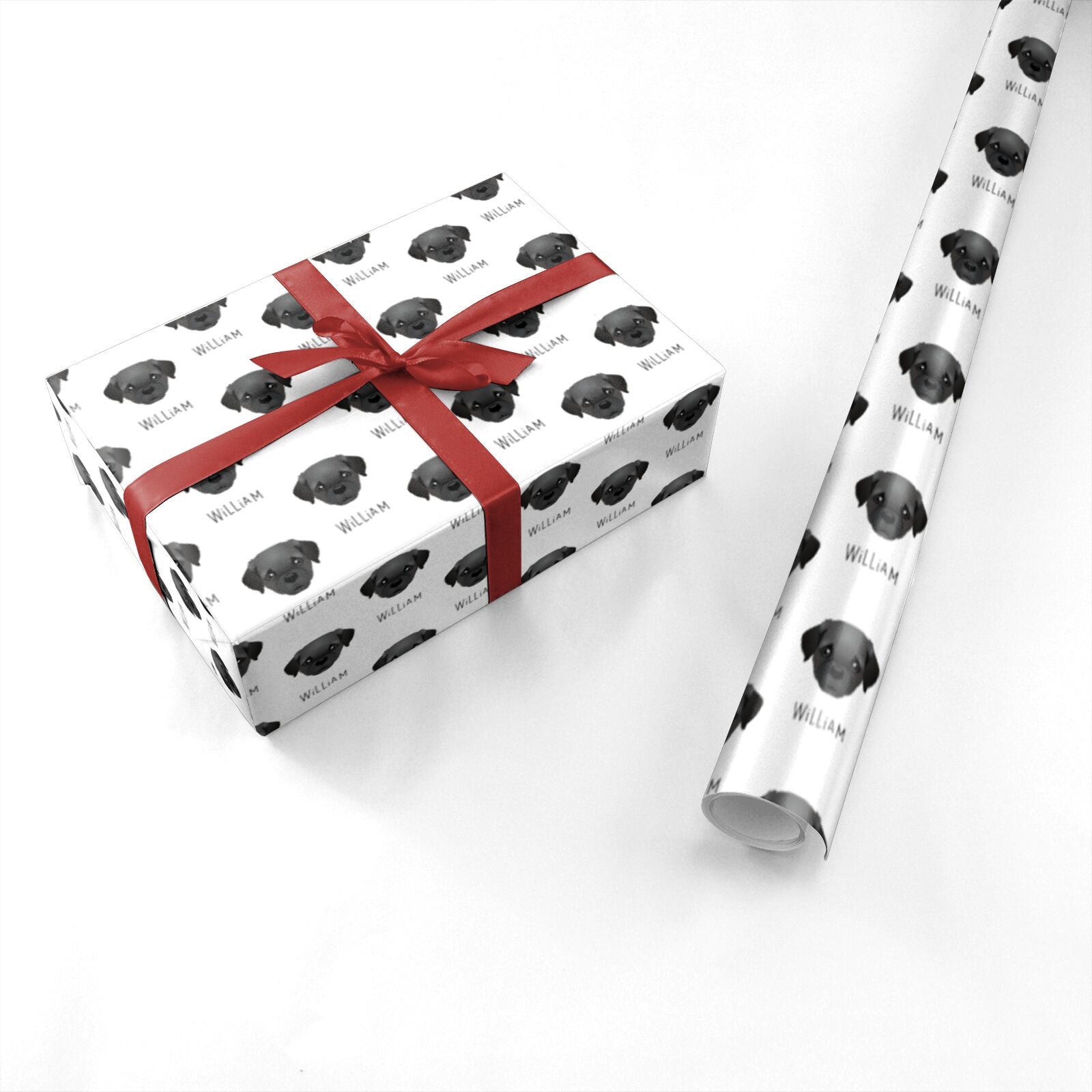 Pugapoo Icon with Name Personalised Wrapping Paper