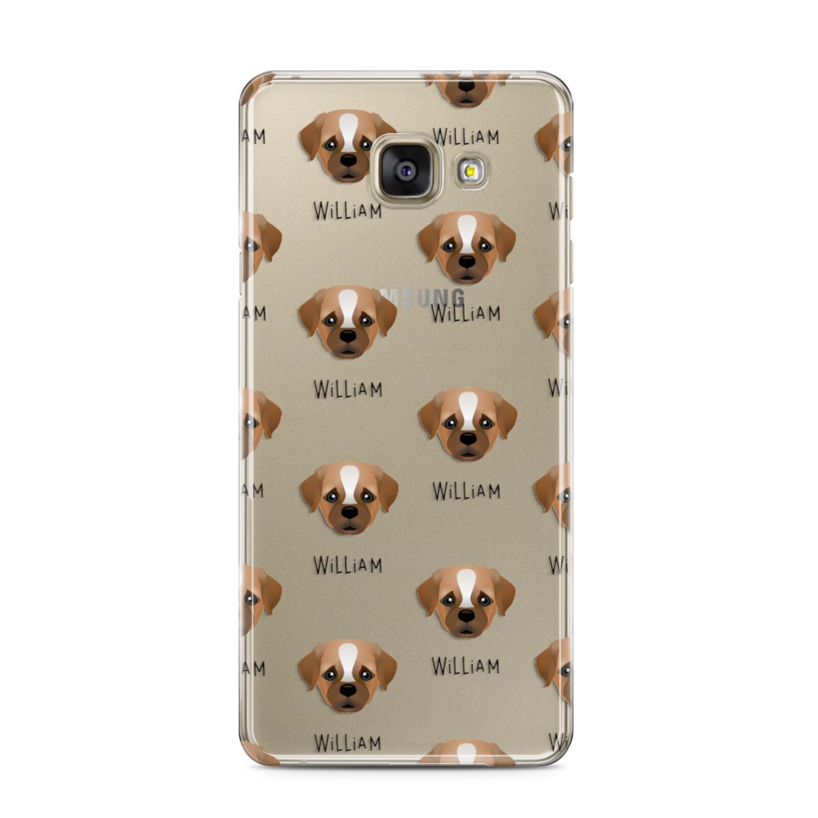 Pugapoo Icon with Name Samsung Galaxy A3 2016 Case on gold phone