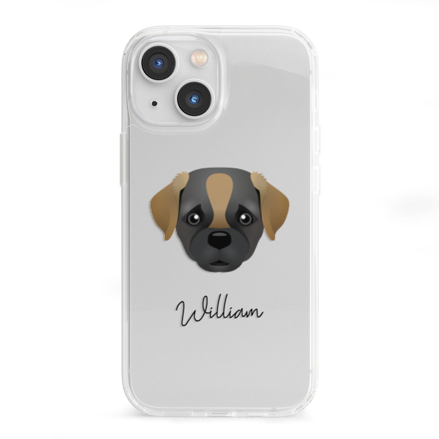 Pugapoo Personalised iPhone 13 Mini Clear Bumper Case