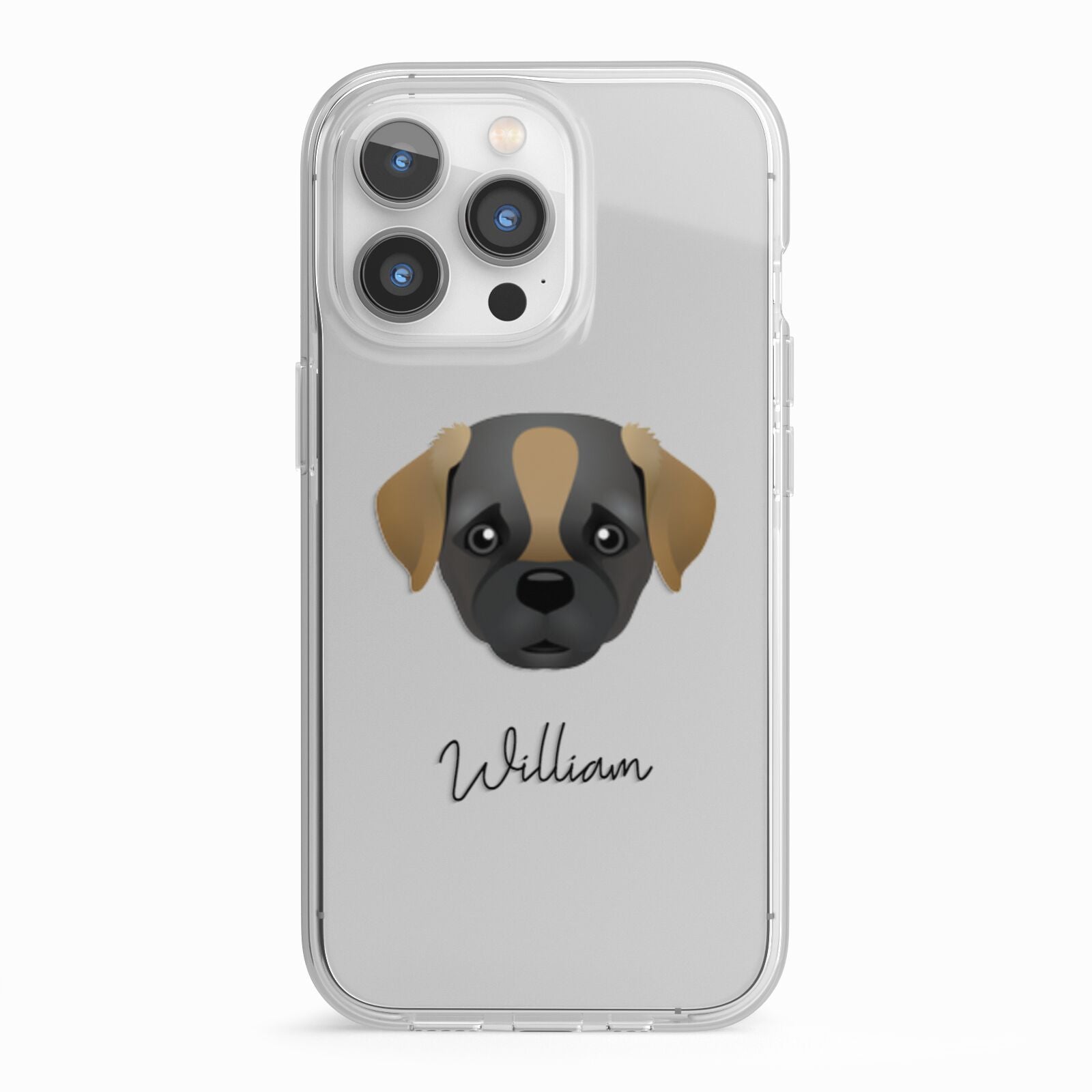 Pugapoo Personalised iPhone 13 Pro TPU Impact Case with White Edges