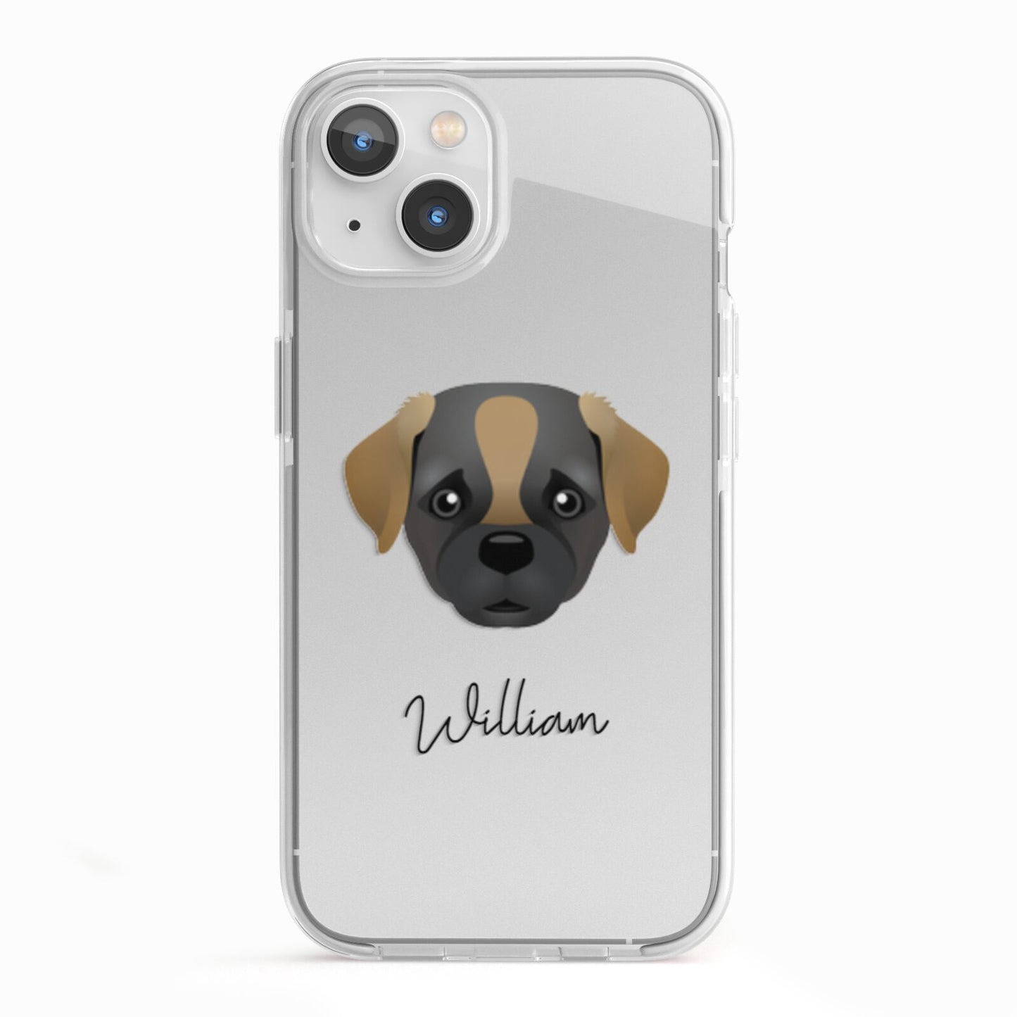 Pugapoo Personalised iPhone 13 TPU Impact Case with White Edges