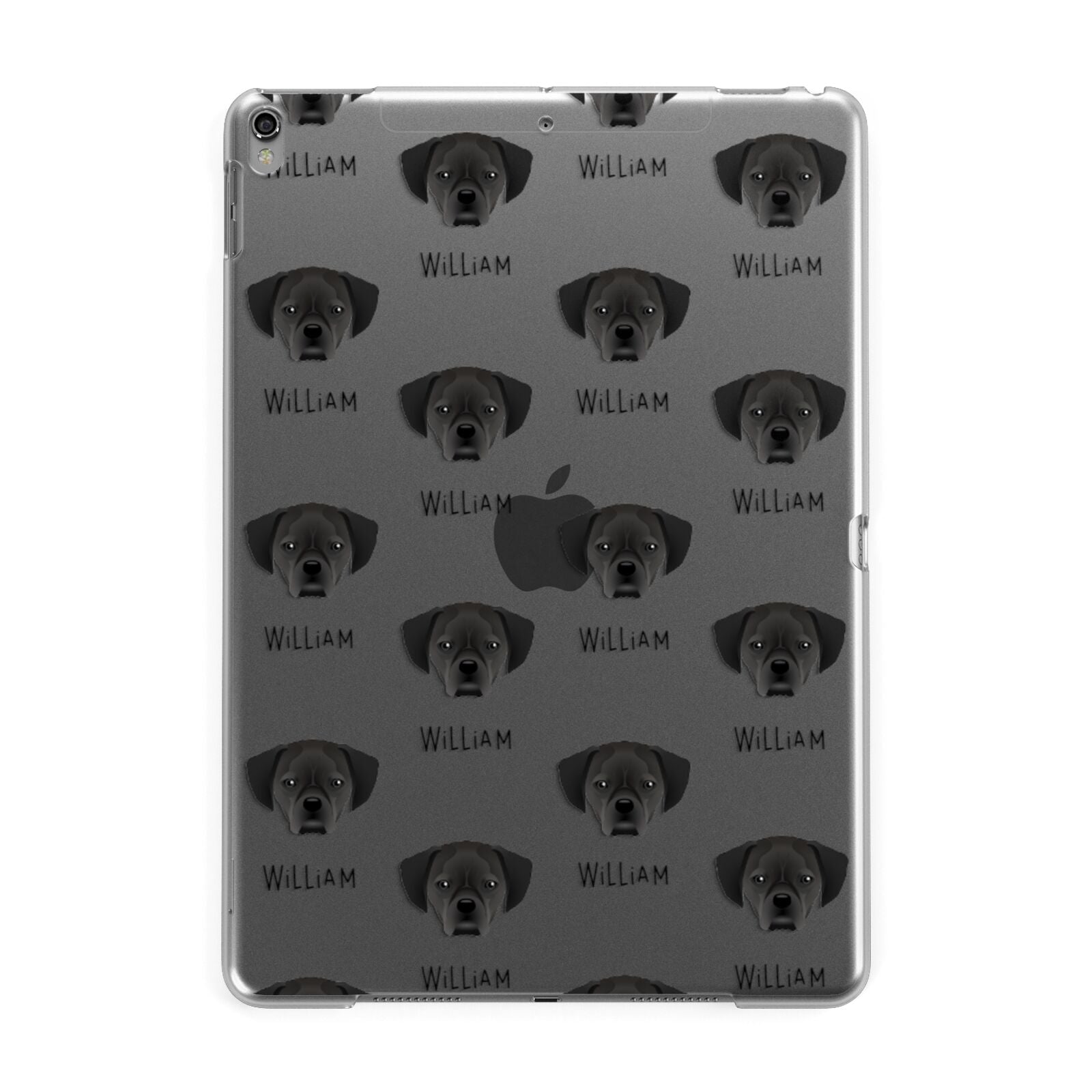 Puggle Icon with Name Apple iPad Grey Case