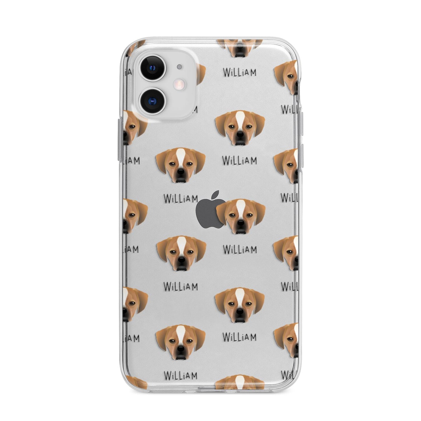 Puggle Icon with Name Apple iPhone 11 in White with Bumper Case