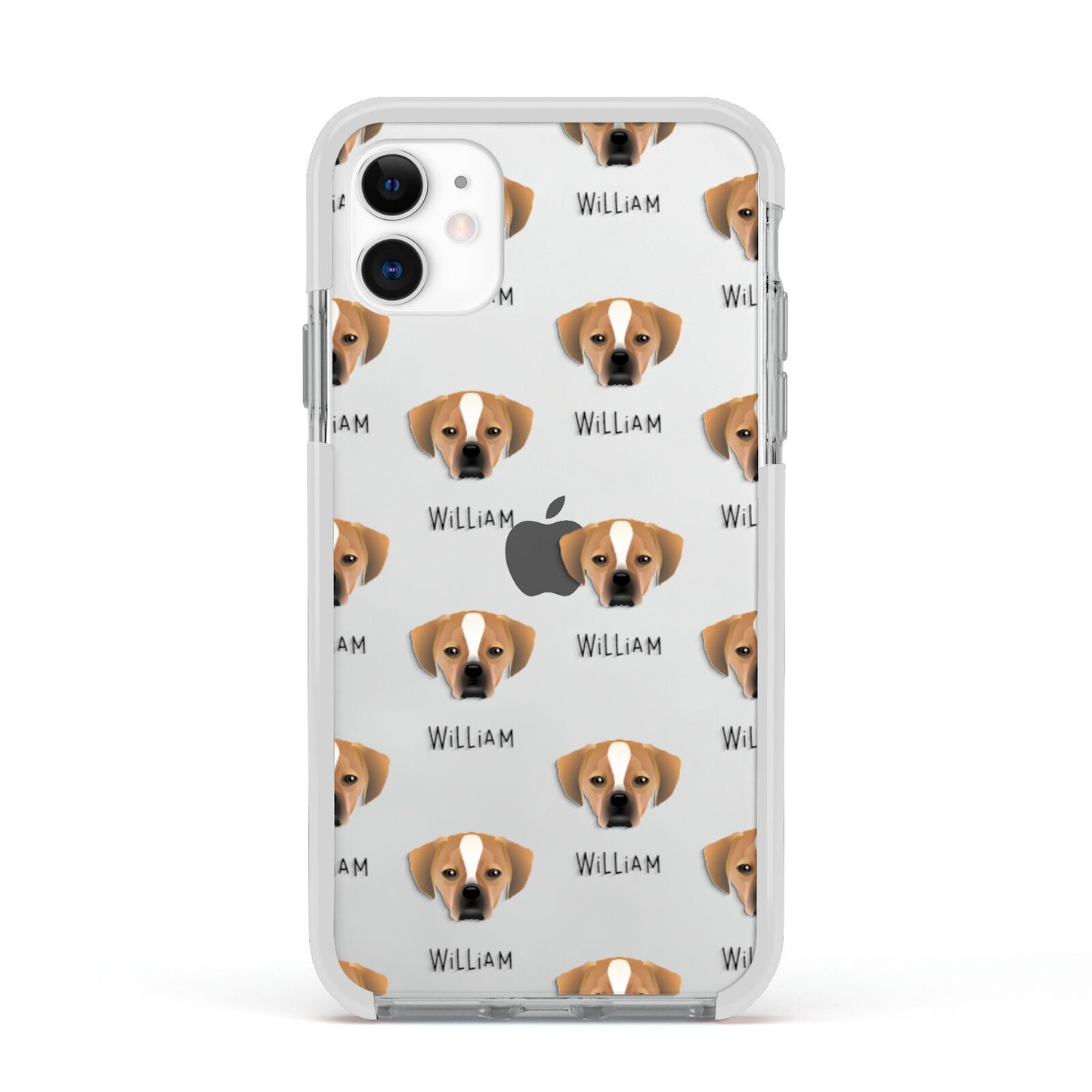 Puggle Icon with Name Apple iPhone 11 in White with White Impact Case