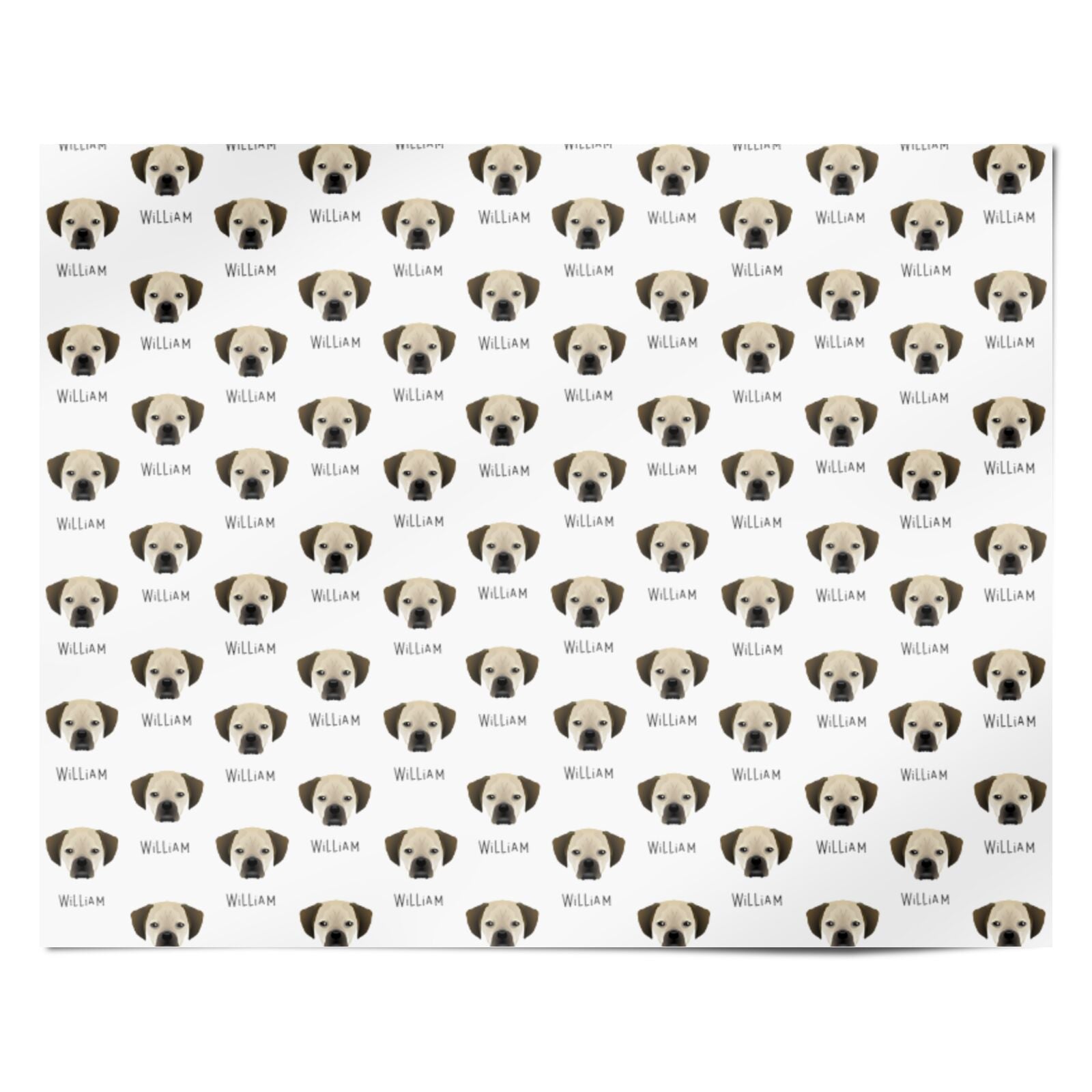 Puggle Icon with Name Personalised Wrapping Paper Alternative