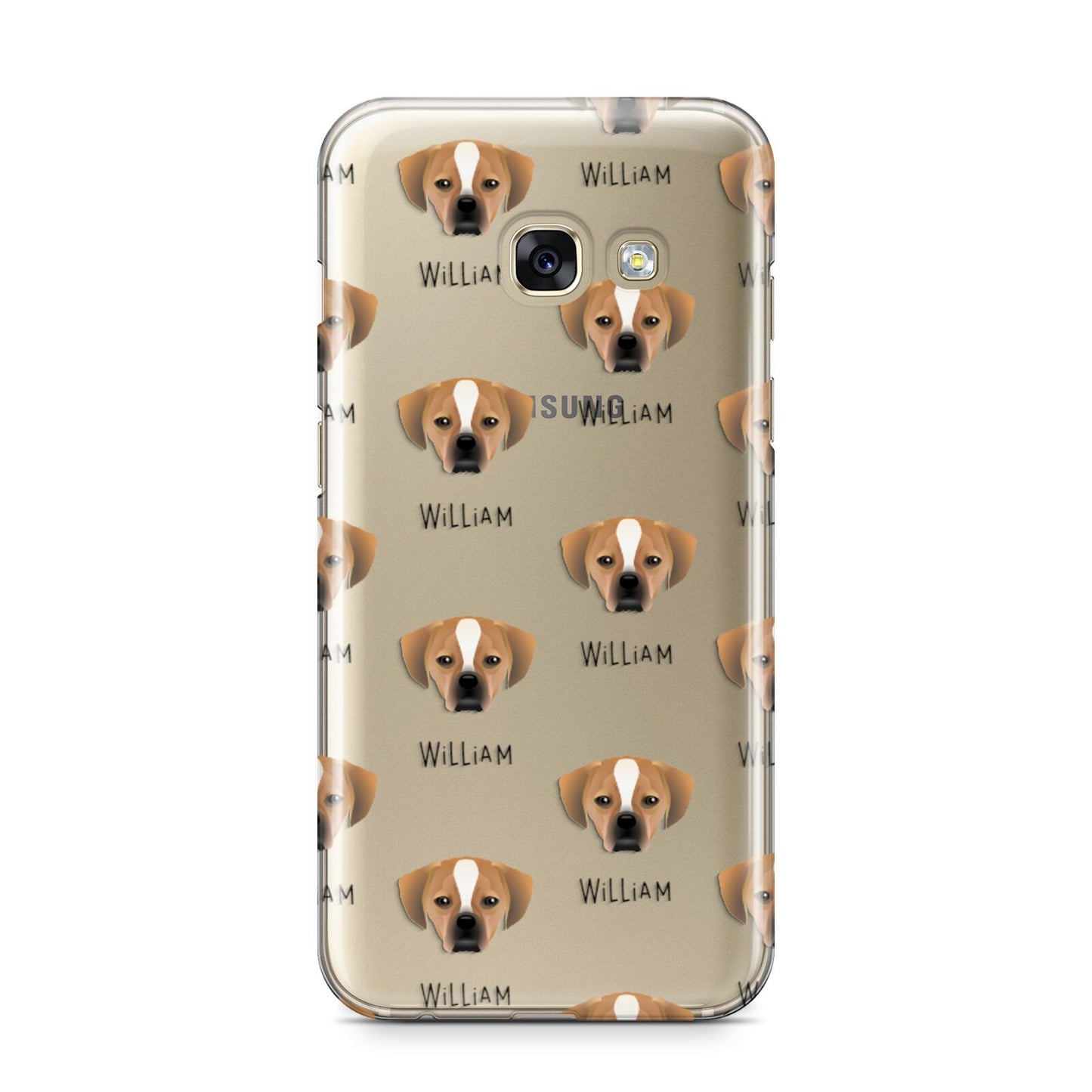 Puggle Icon with Name Samsung Galaxy A3 2017 Case on gold phone