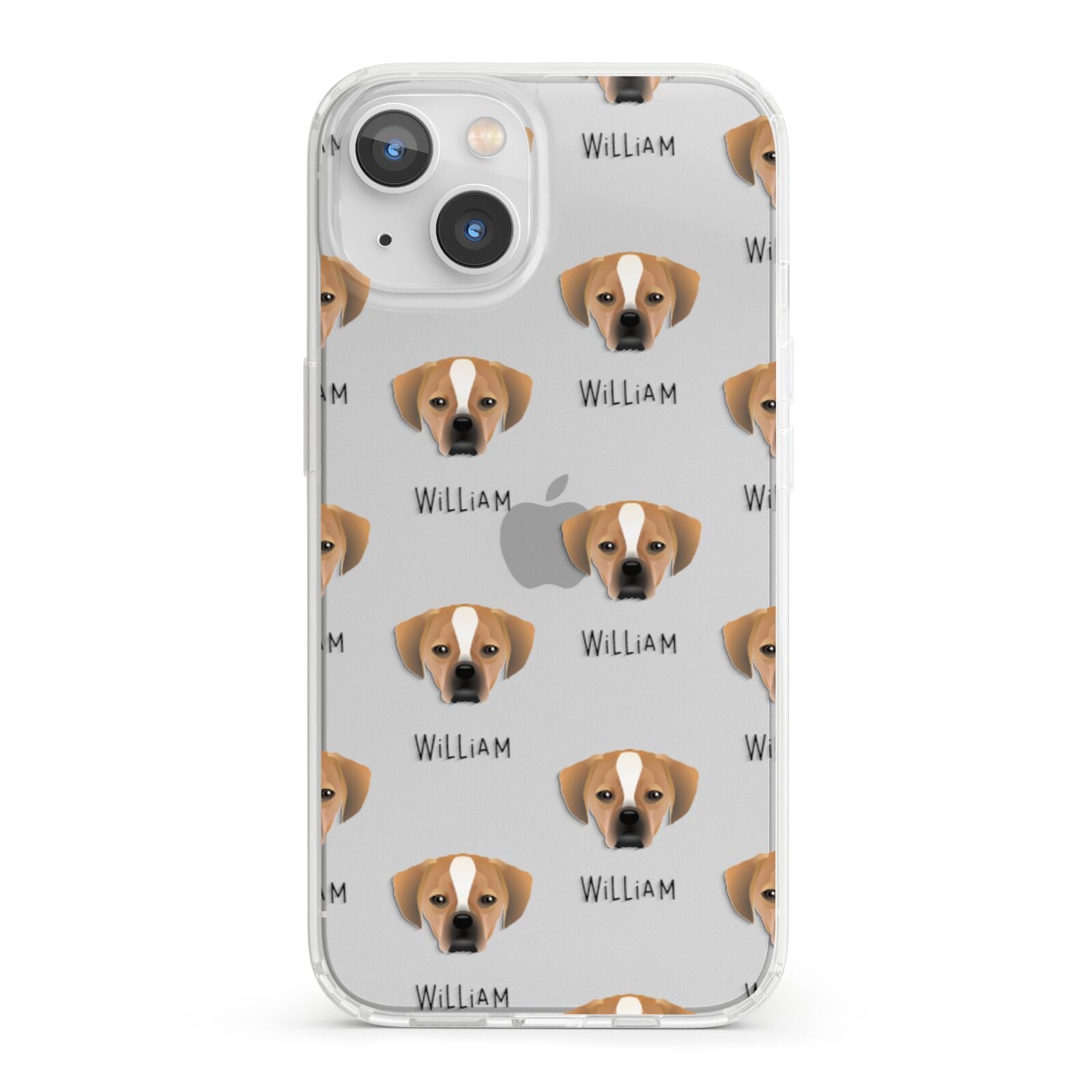 Puggle Icon with Name iPhone 13 Clear Bumper Case