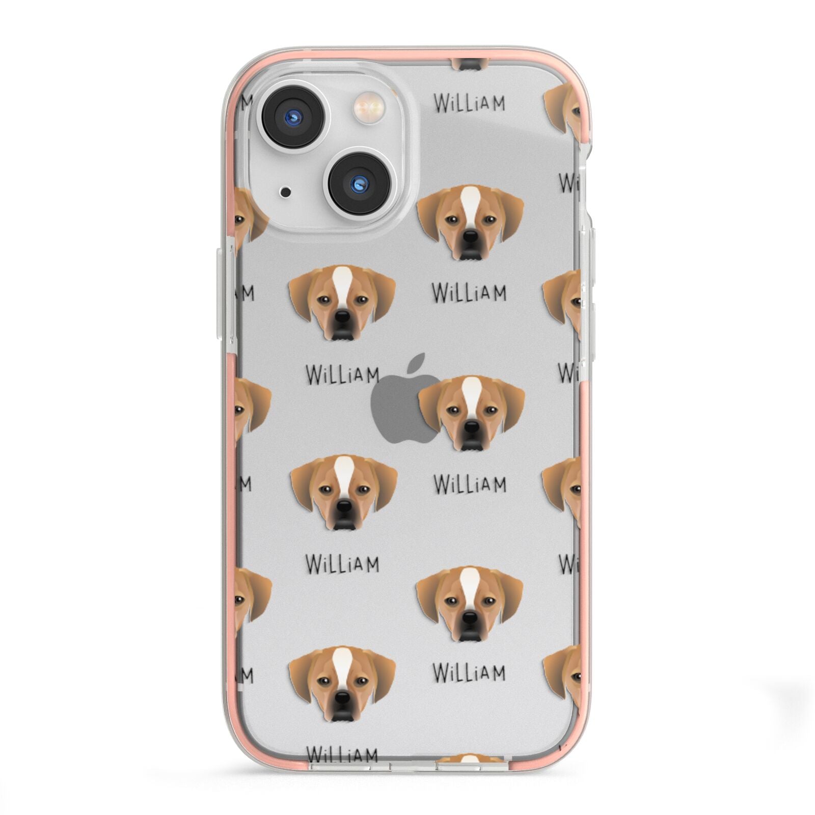 Puggle Icon with Name iPhone 13 Mini TPU Impact Case with Pink Edges