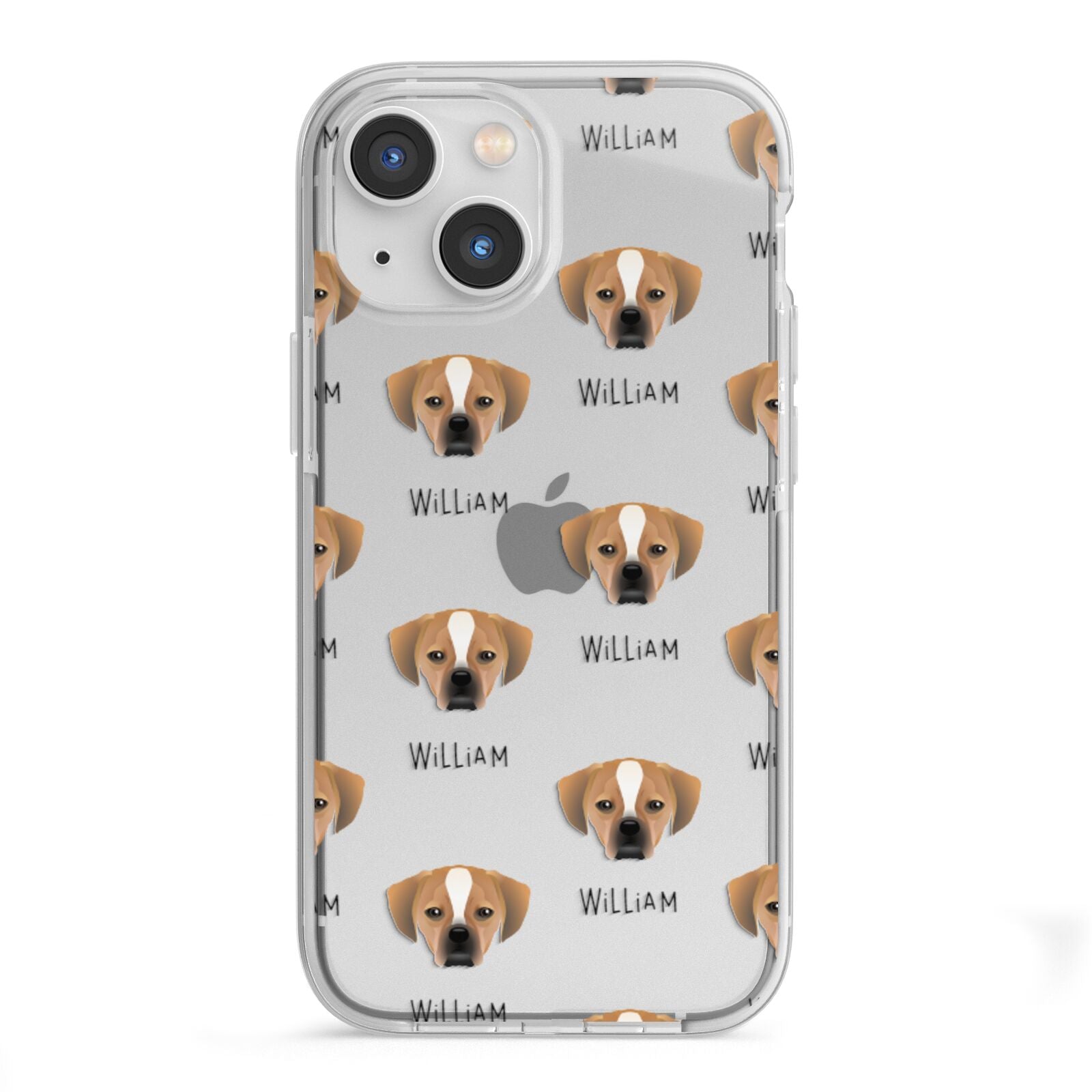 Puggle Icon with Name iPhone 13 Mini TPU Impact Case with White Edges