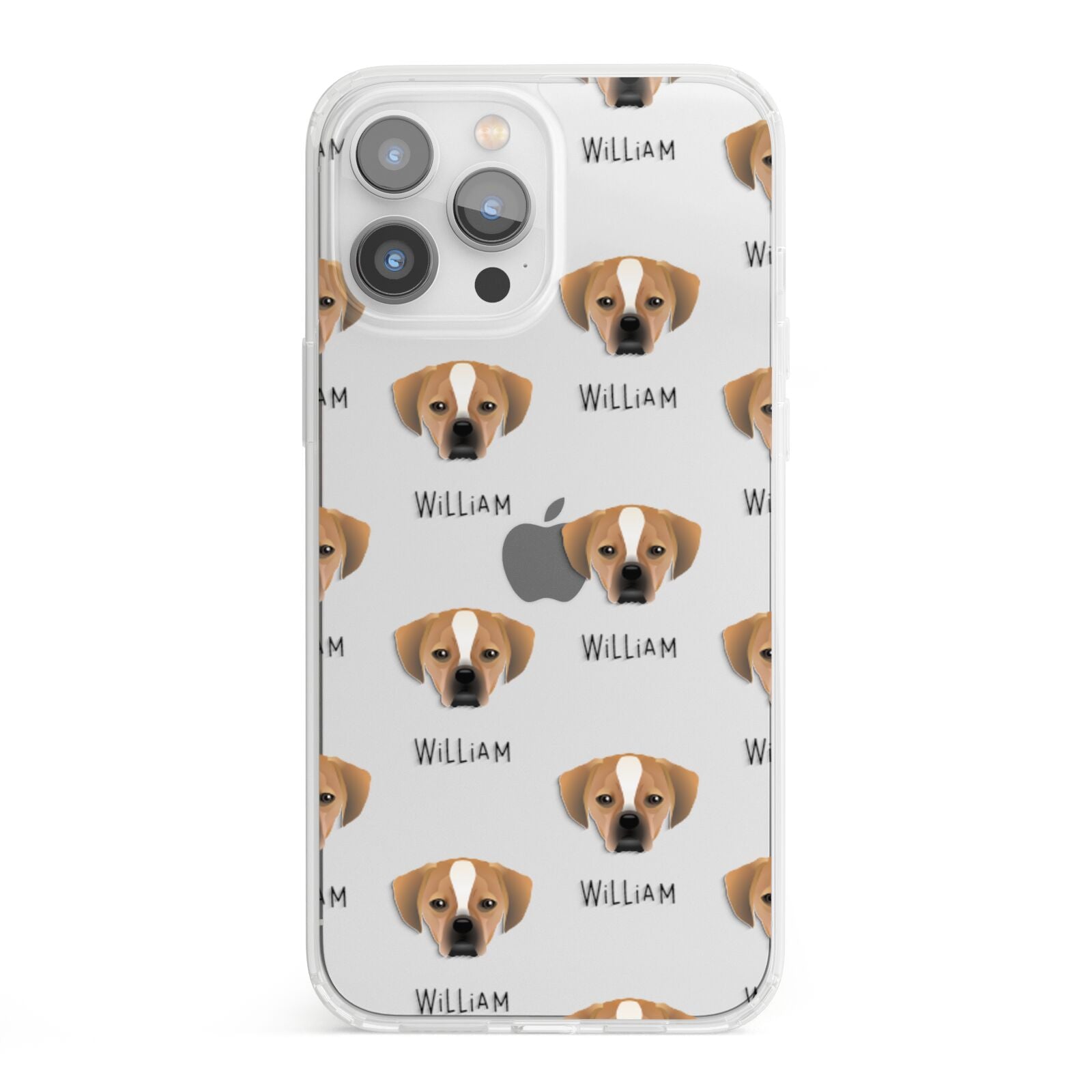 Puggle Icon with Name iPhone 13 Pro Max Clear Bumper Case