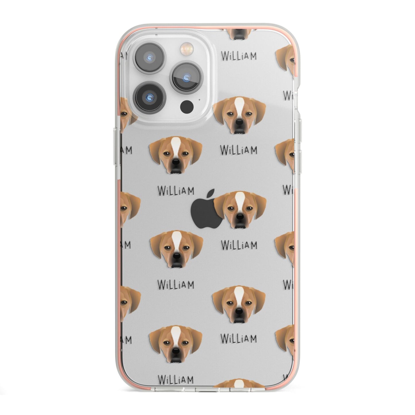 Puggle Icon with Name iPhone 13 Pro Max TPU Impact Case with Pink Edges