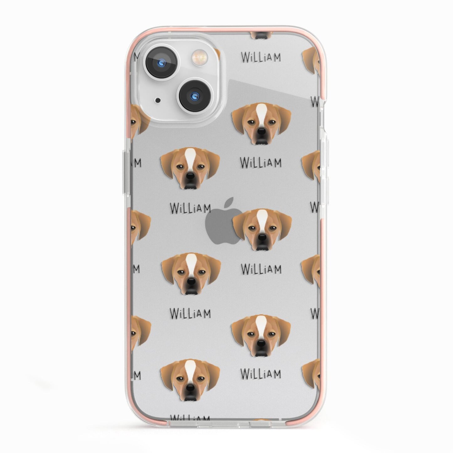 Puggle Icon with Name iPhone 13 TPU Impact Case with Pink Edges