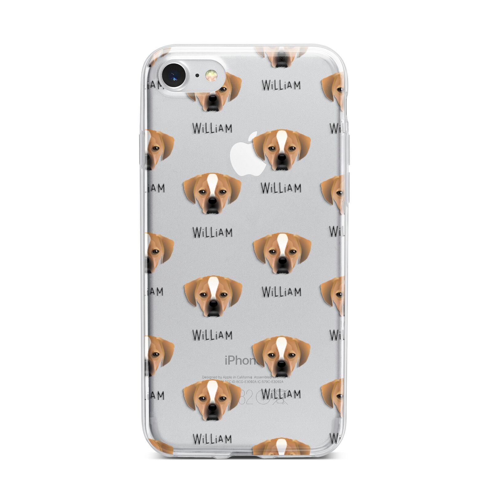 Puggle Icon with Name iPhone 7 Bumper Case on Silver iPhone