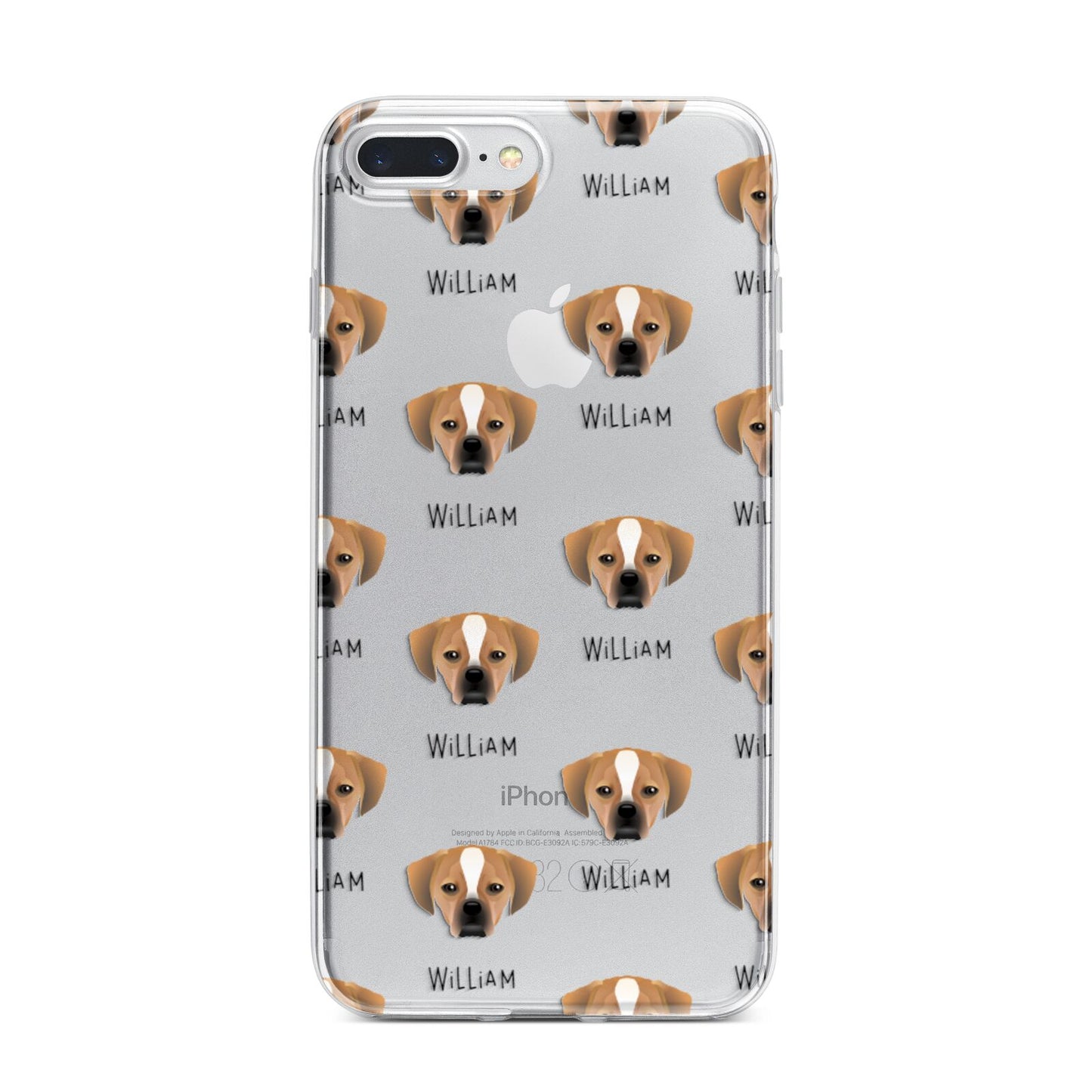 Puggle Icon with Name iPhone 7 Plus Bumper Case on Silver iPhone