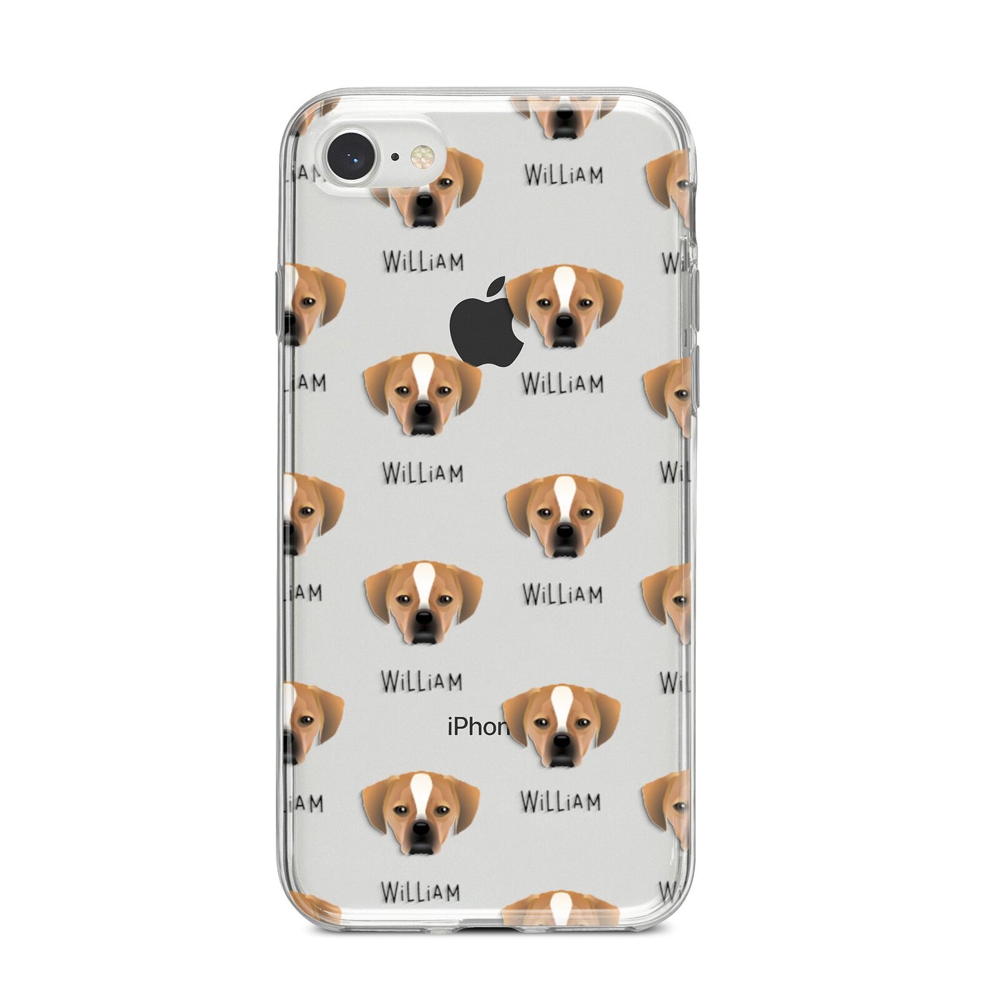 Puggle Icon with Name iPhone 8 Bumper Case on Silver iPhone