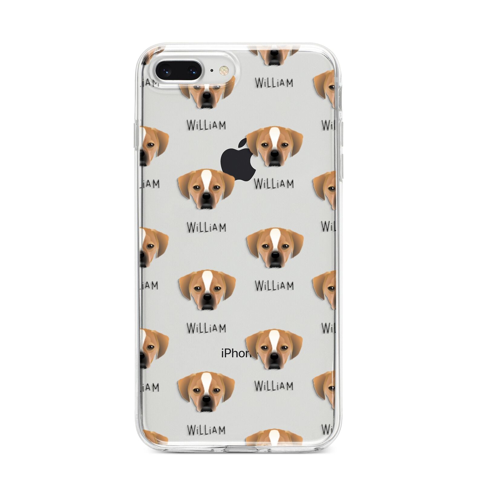 Puggle Icon with Name iPhone 8 Plus Bumper Case on Silver iPhone