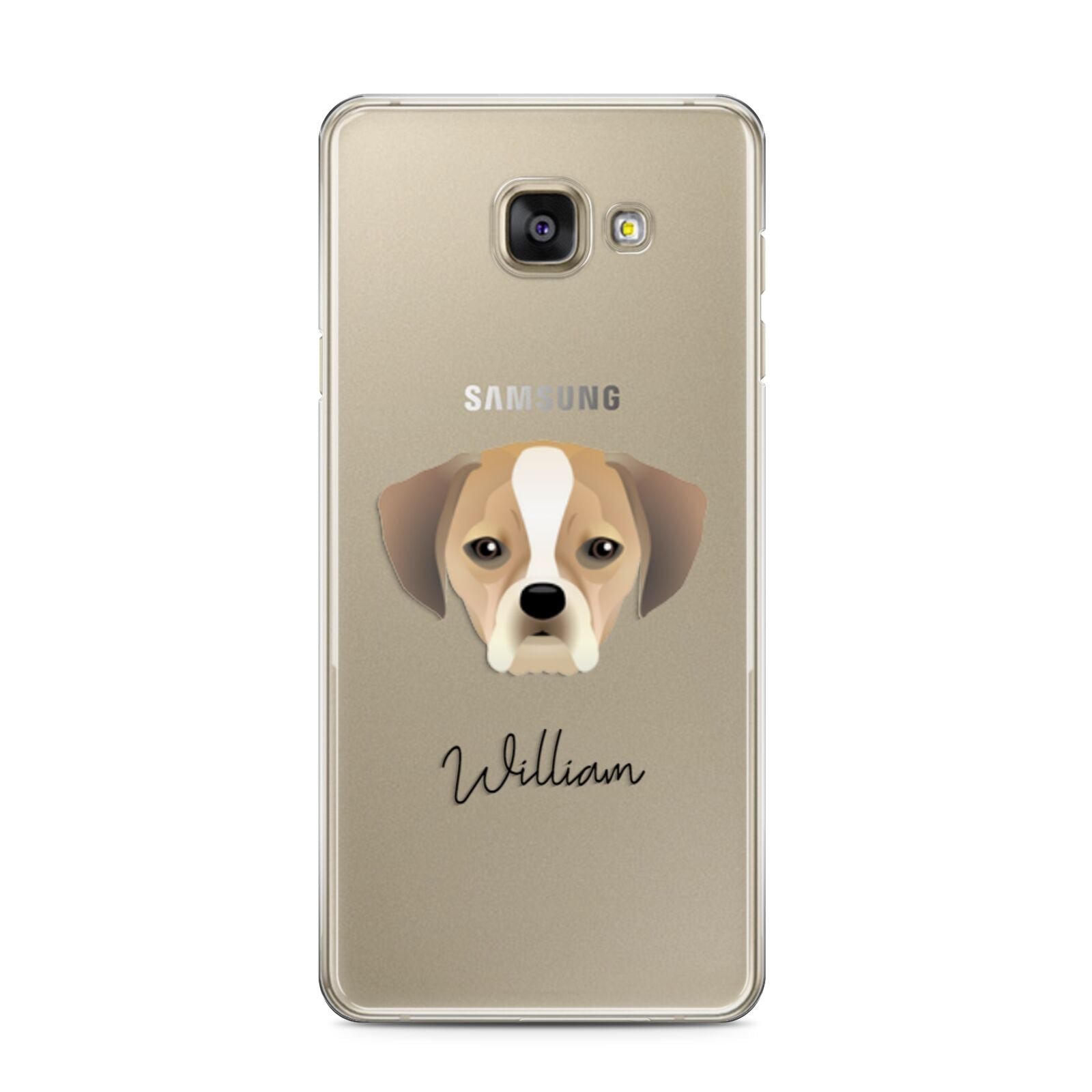 Puggle Personalised Samsung Galaxy A3 2016 Case on gold phone