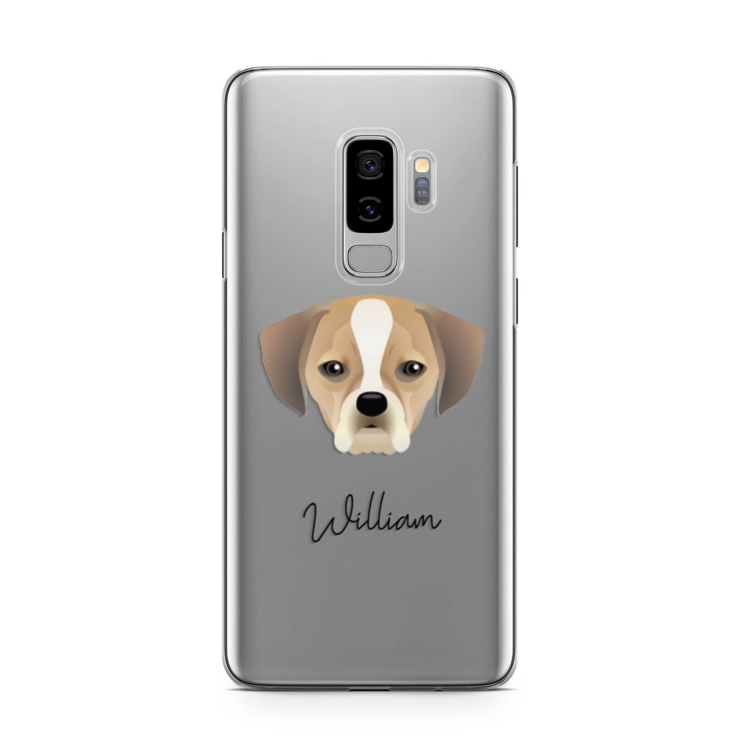 Puggle Personalised Samsung Galaxy S9 Plus Case on Silver phone