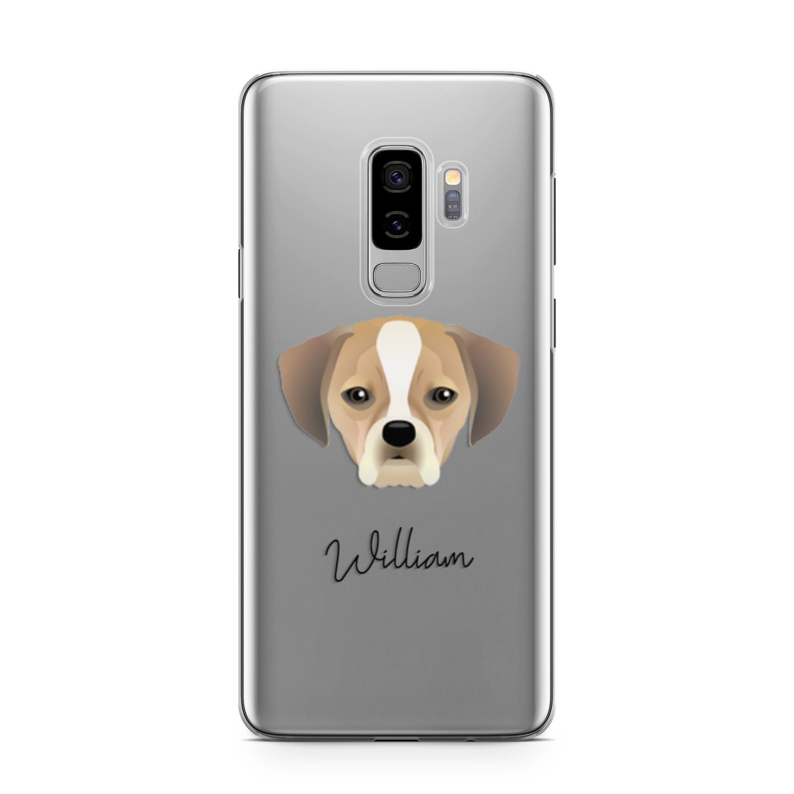 Puggle Personalised Samsung Galaxy S9 Plus Case on Silver phone