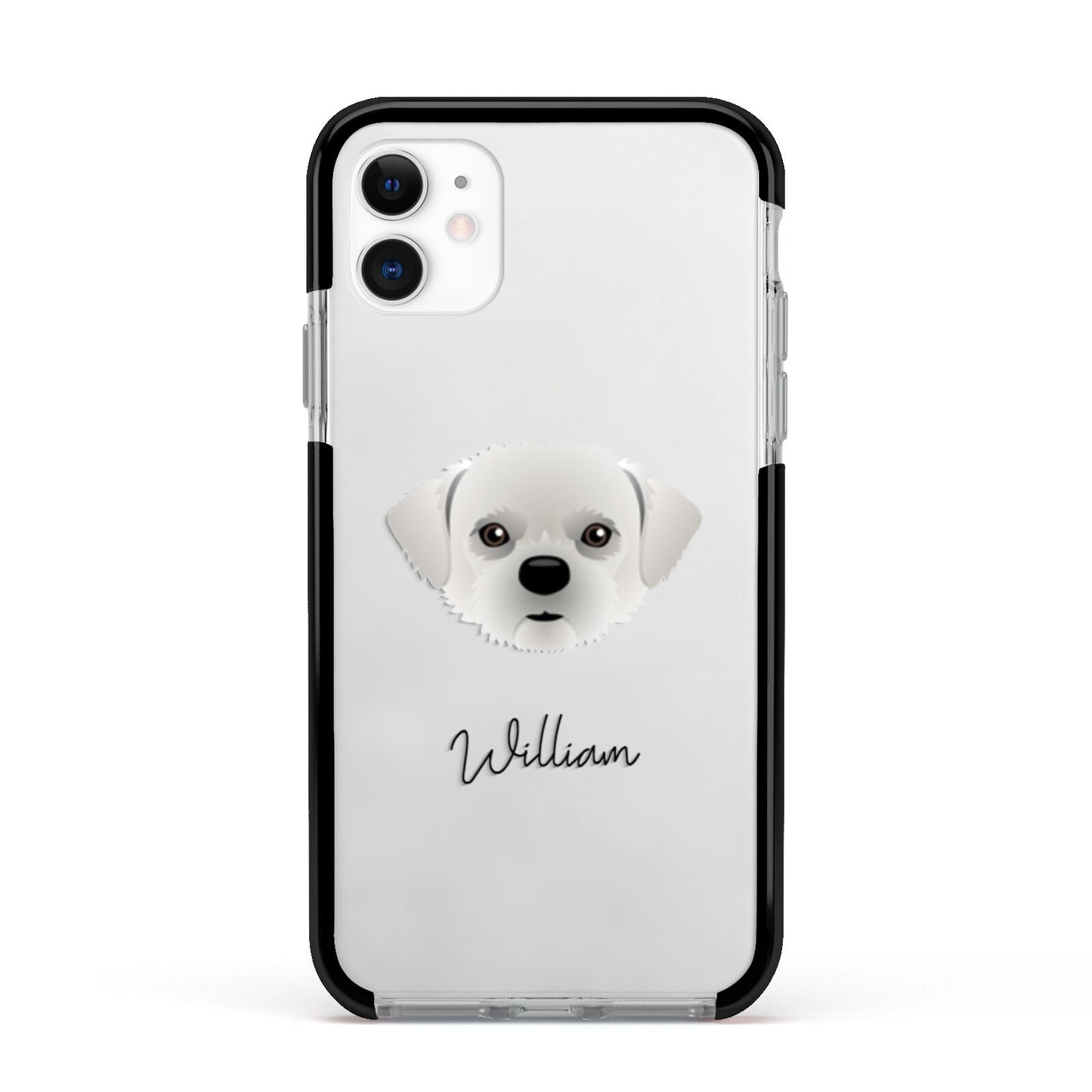 Pugzu Personalised Apple iPhone 11 in White with Black Impact Case