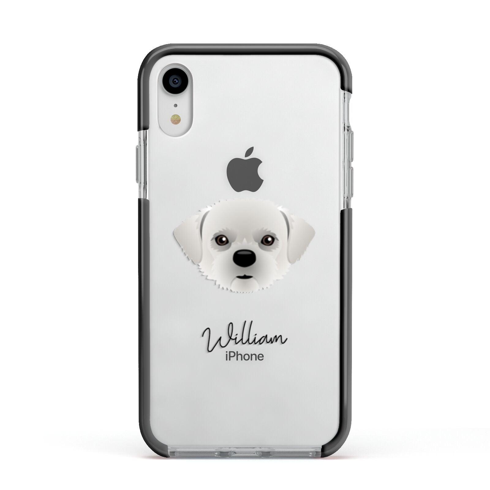 Pugzu Personalised Apple iPhone XR Impact Case Black Edge on Silver Phone