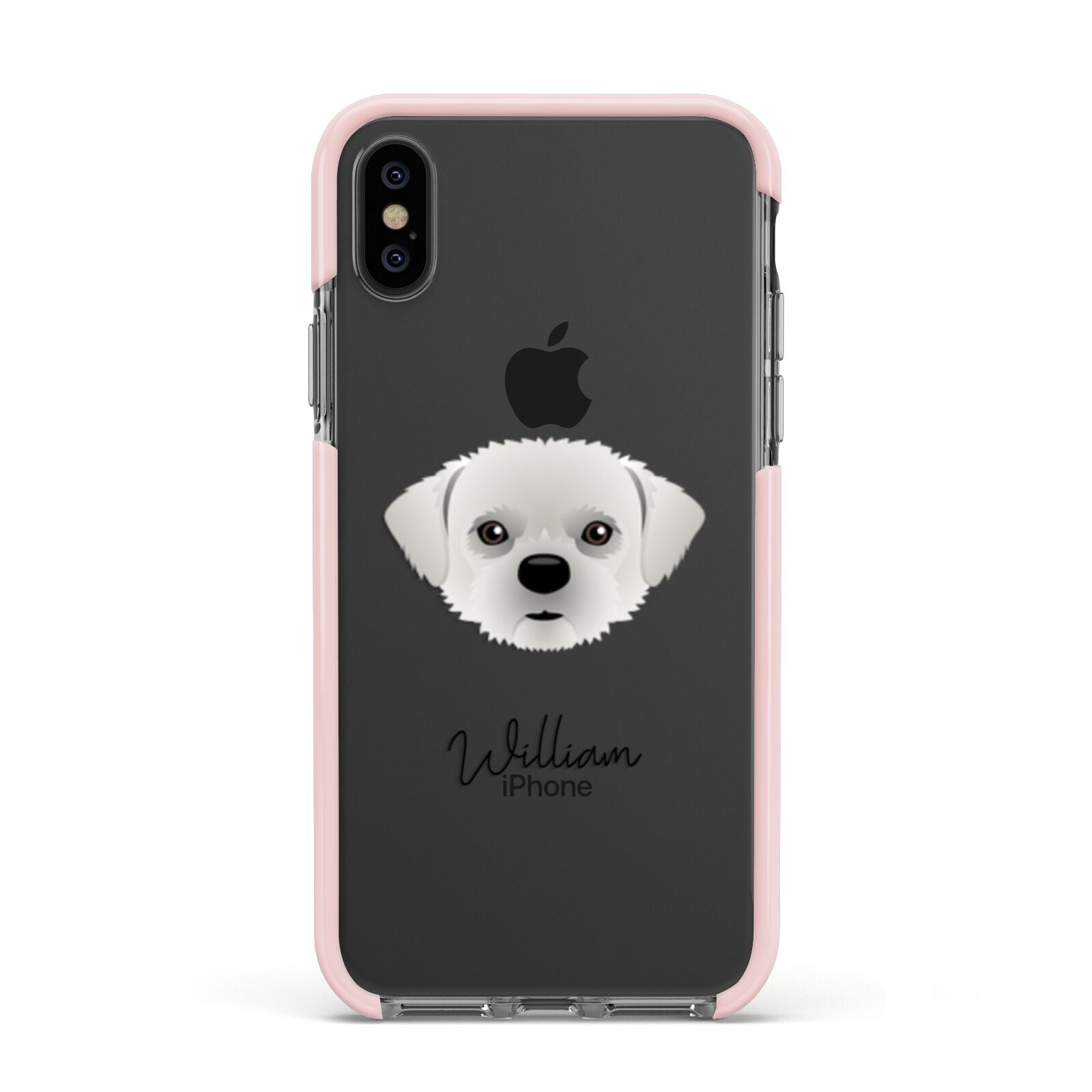 Pugzu Personalised Apple iPhone Xs Impact Case Pink Edge on Black Phone