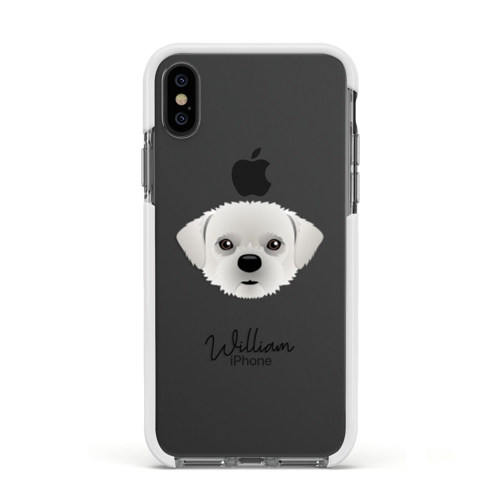 Pugzu Personalised Apple iPhone Xs Impact Case White Edge on Black Phone