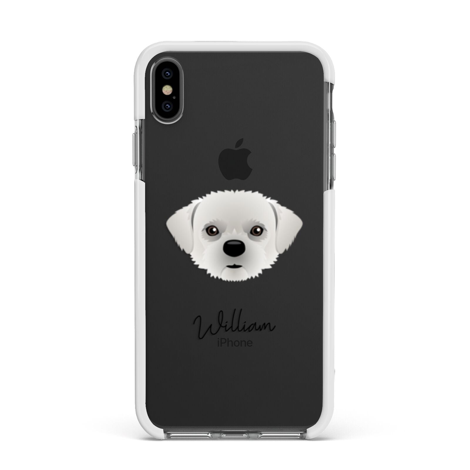 Pugzu Personalised Apple iPhone Xs Max Impact Case White Edge on Black Phone