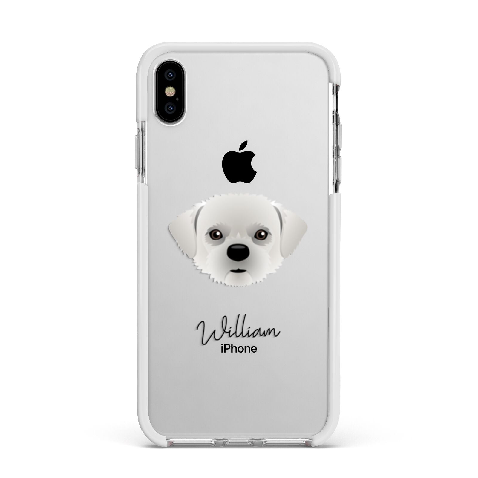 Pugzu Personalised Apple iPhone Xs Max Impact Case White Edge on Silver Phone