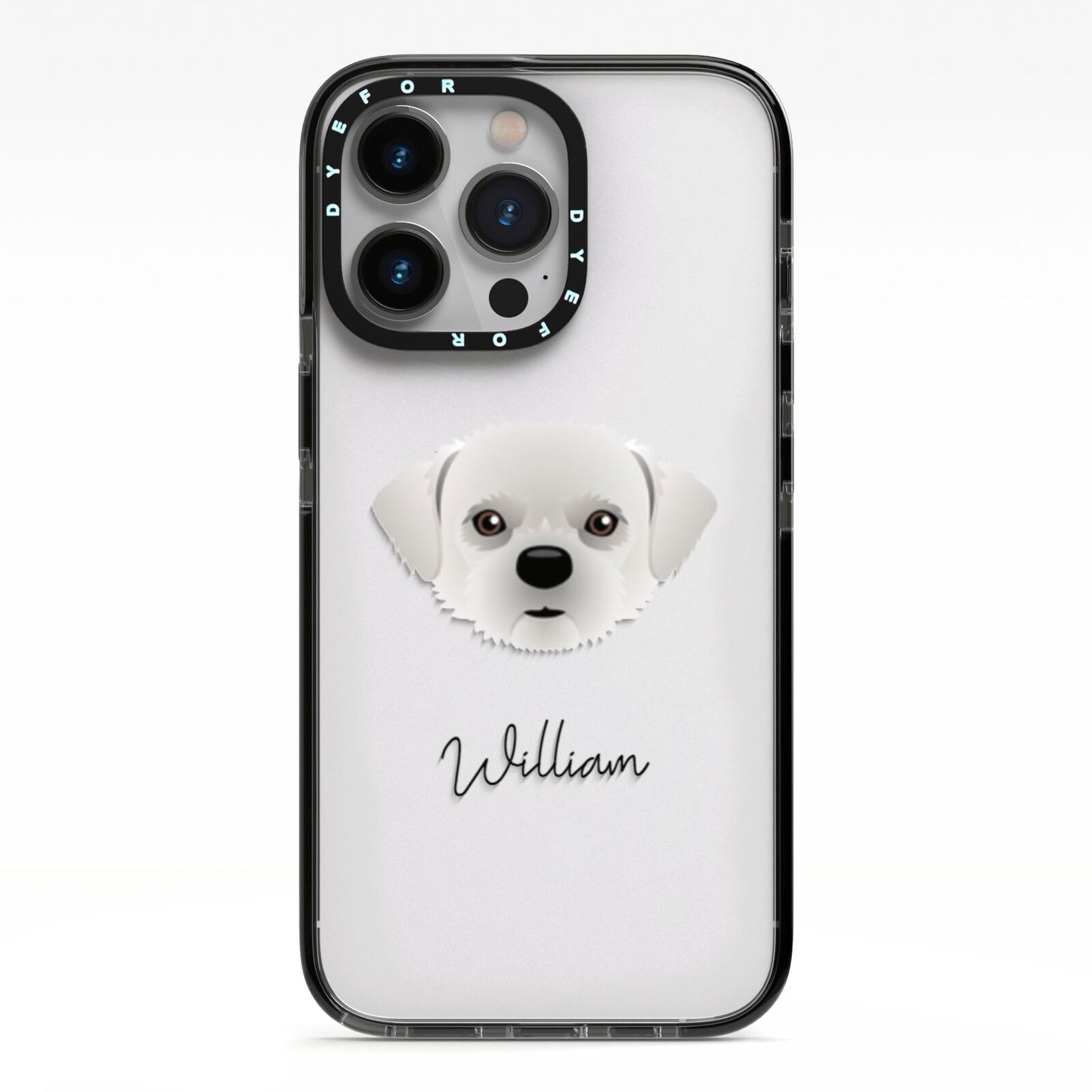 Pugzu Personalised iPhone 13 Pro Black Impact Case on Silver phone