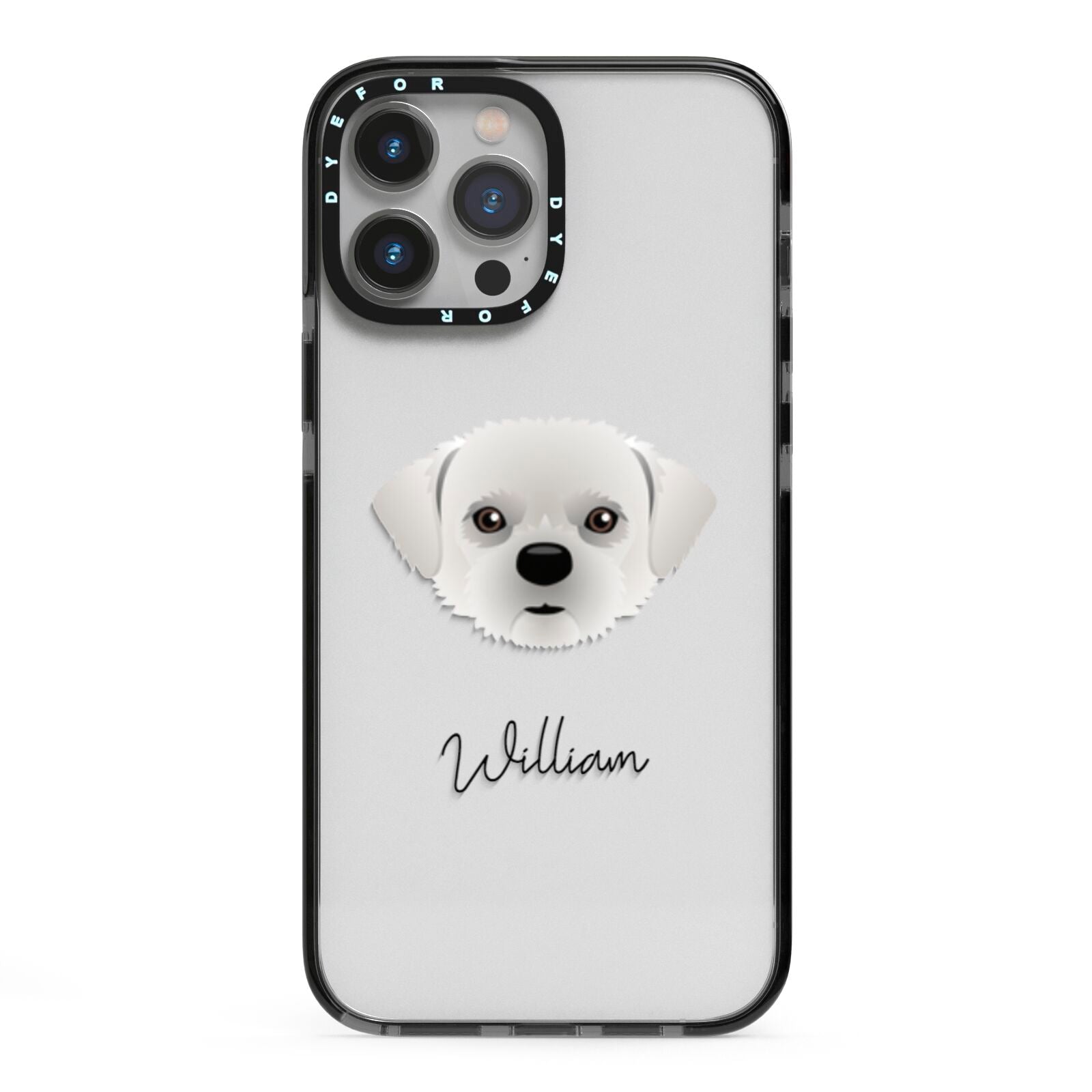 Pugzu Personalised iPhone 13 Pro Max Black Impact Case on Silver phone