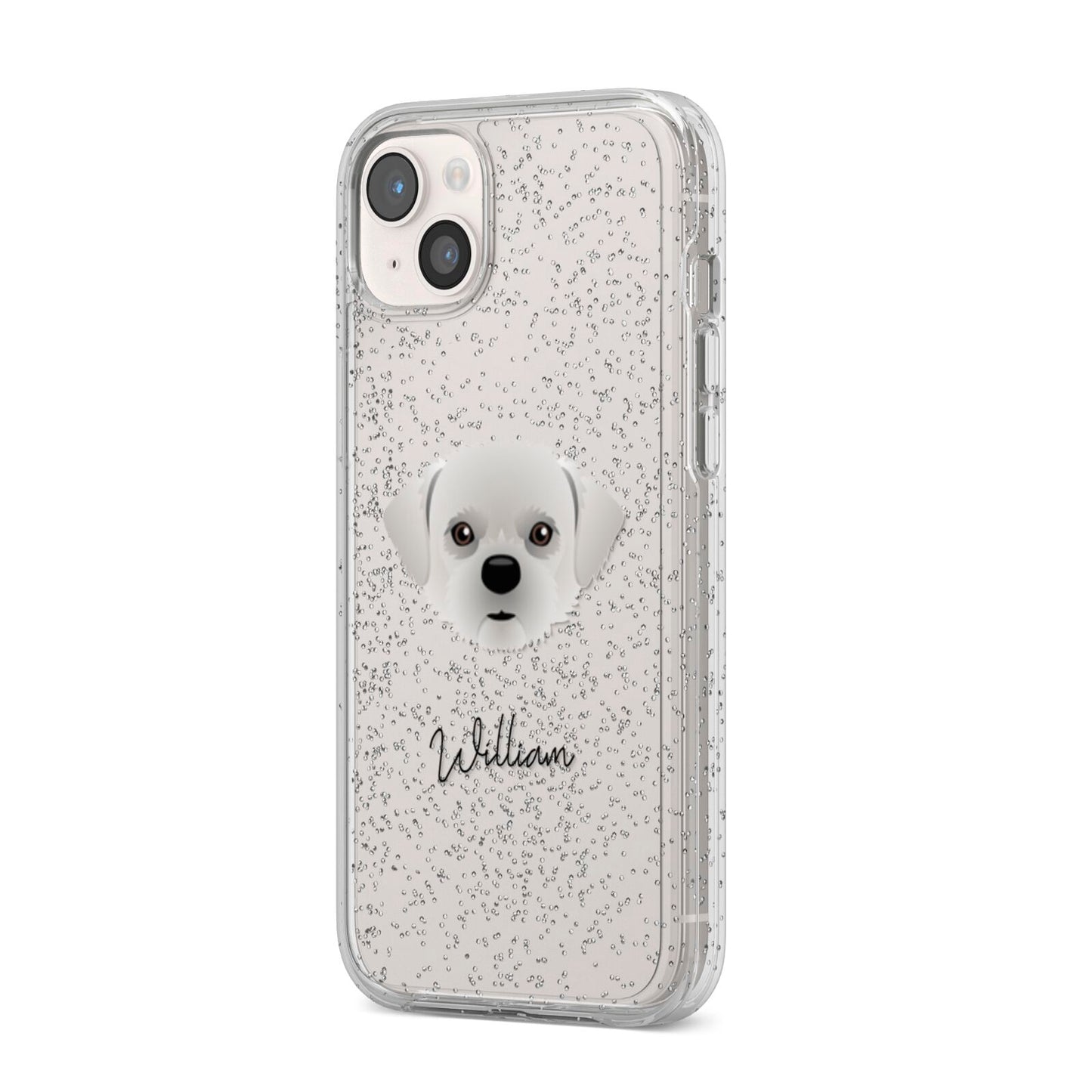 Pugzu Personalised iPhone 14 Plus Glitter Tough Case Starlight Angled Image