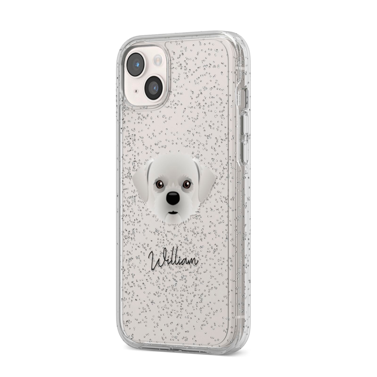 Pugzu Personalised iPhone 14 Plus Glitter Tough Case Starlight Angled Image