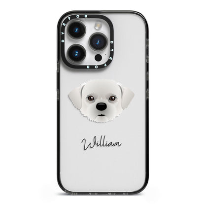 Pugzu Personalised iPhone 14 Pro Black Impact Case on Silver phone