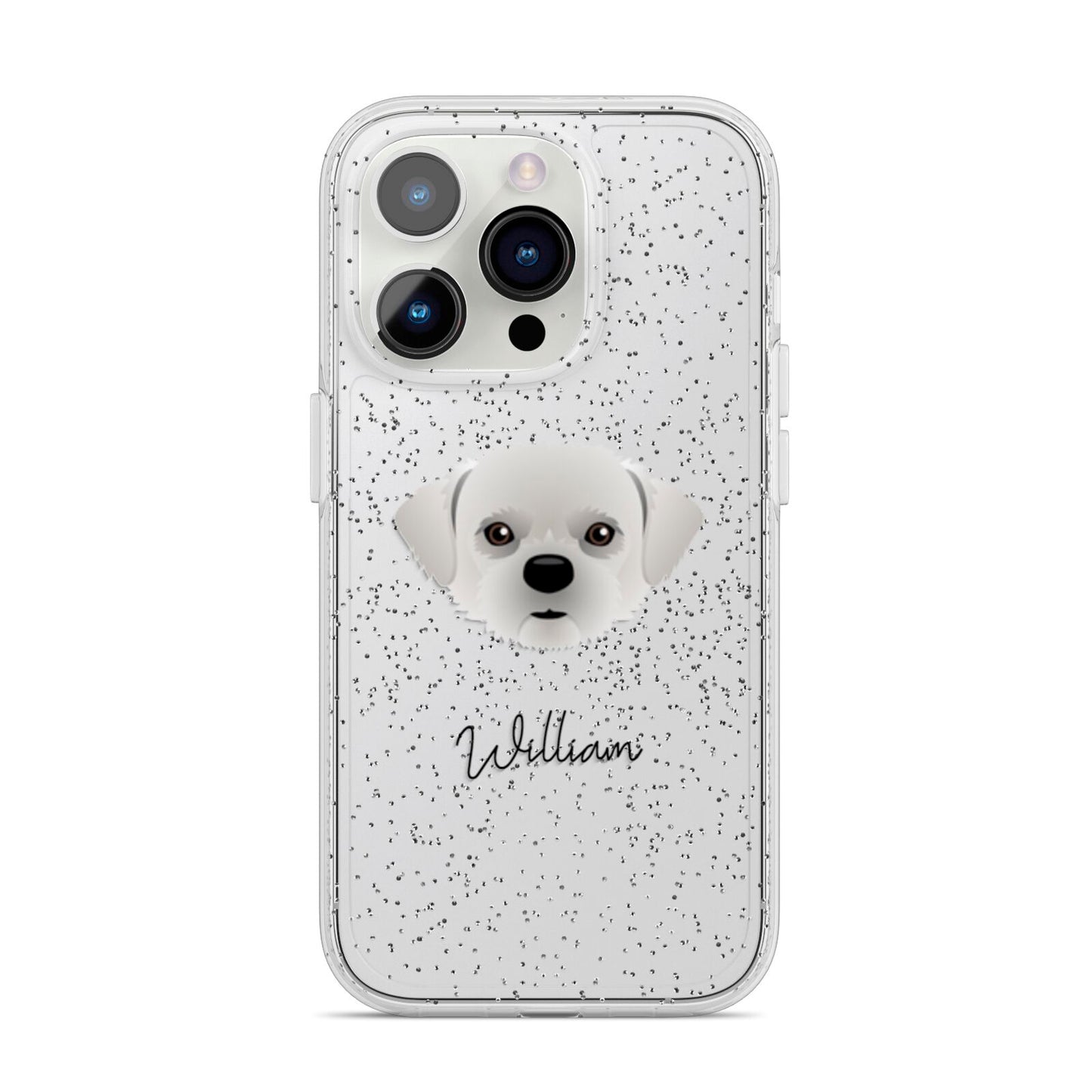 Pugzu Personalised iPhone 14 Pro Glitter Tough Case Silver