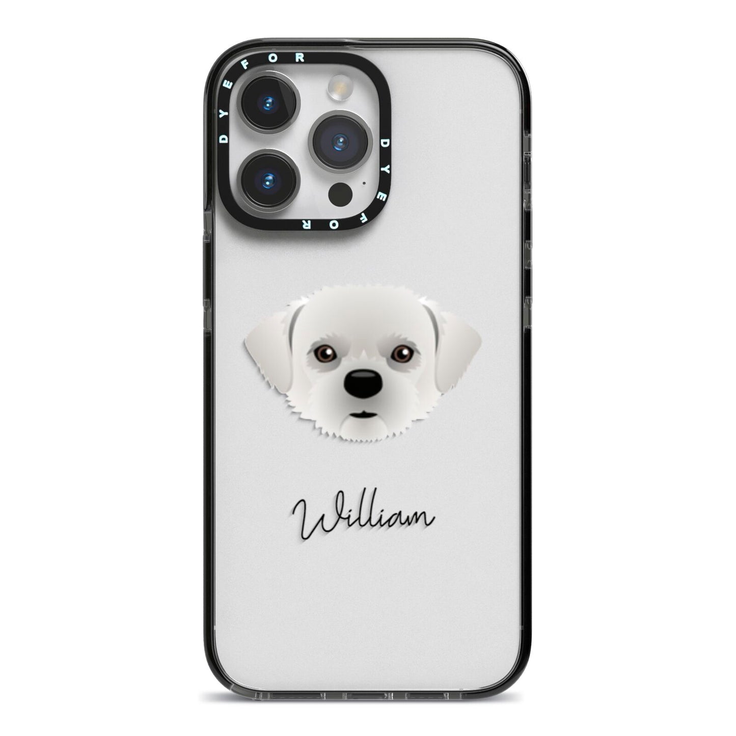 Pugzu Personalised iPhone 14 Pro Max Black Impact Case on Silver phone