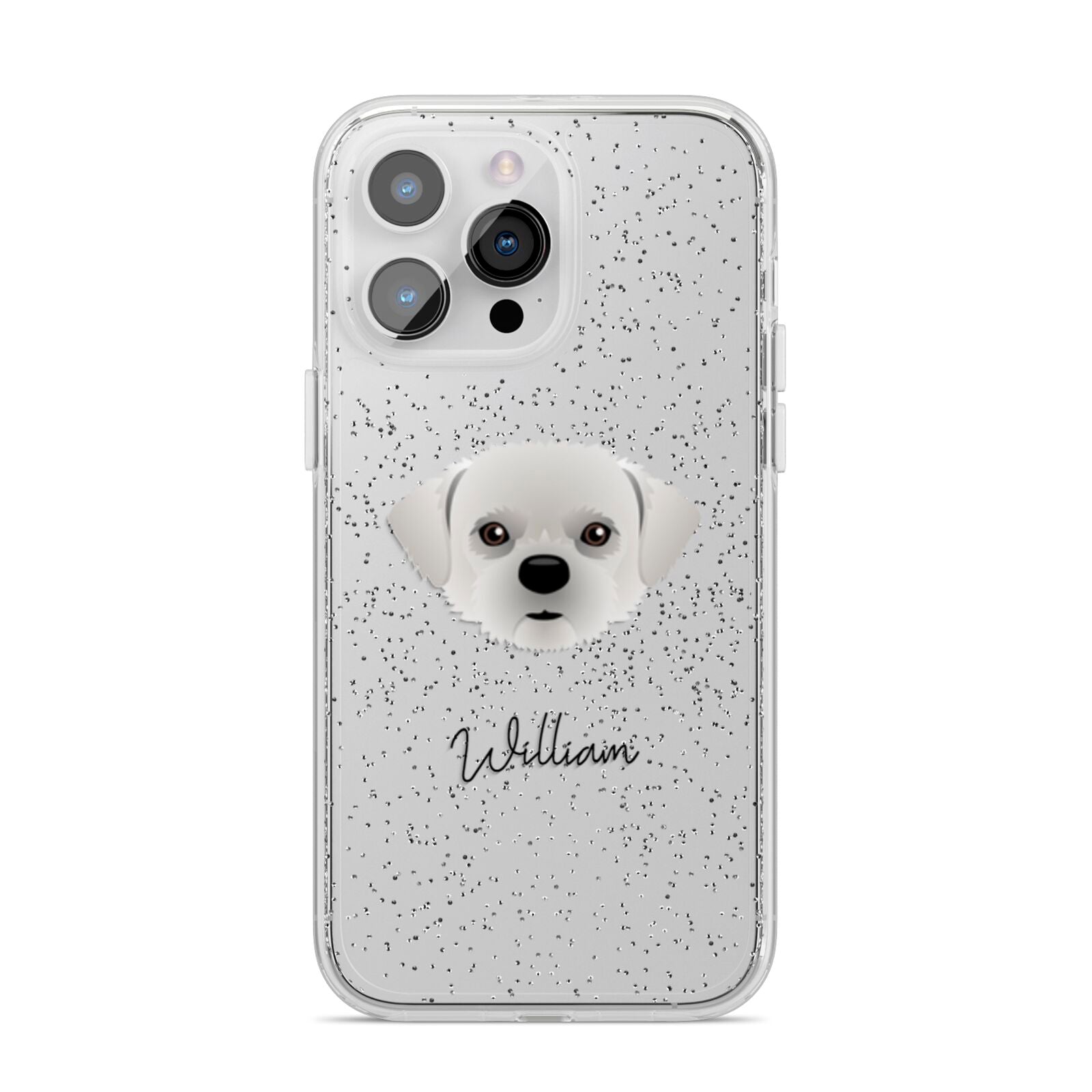 Pugzu Personalised iPhone 14 Pro Max Glitter Tough Case Silver