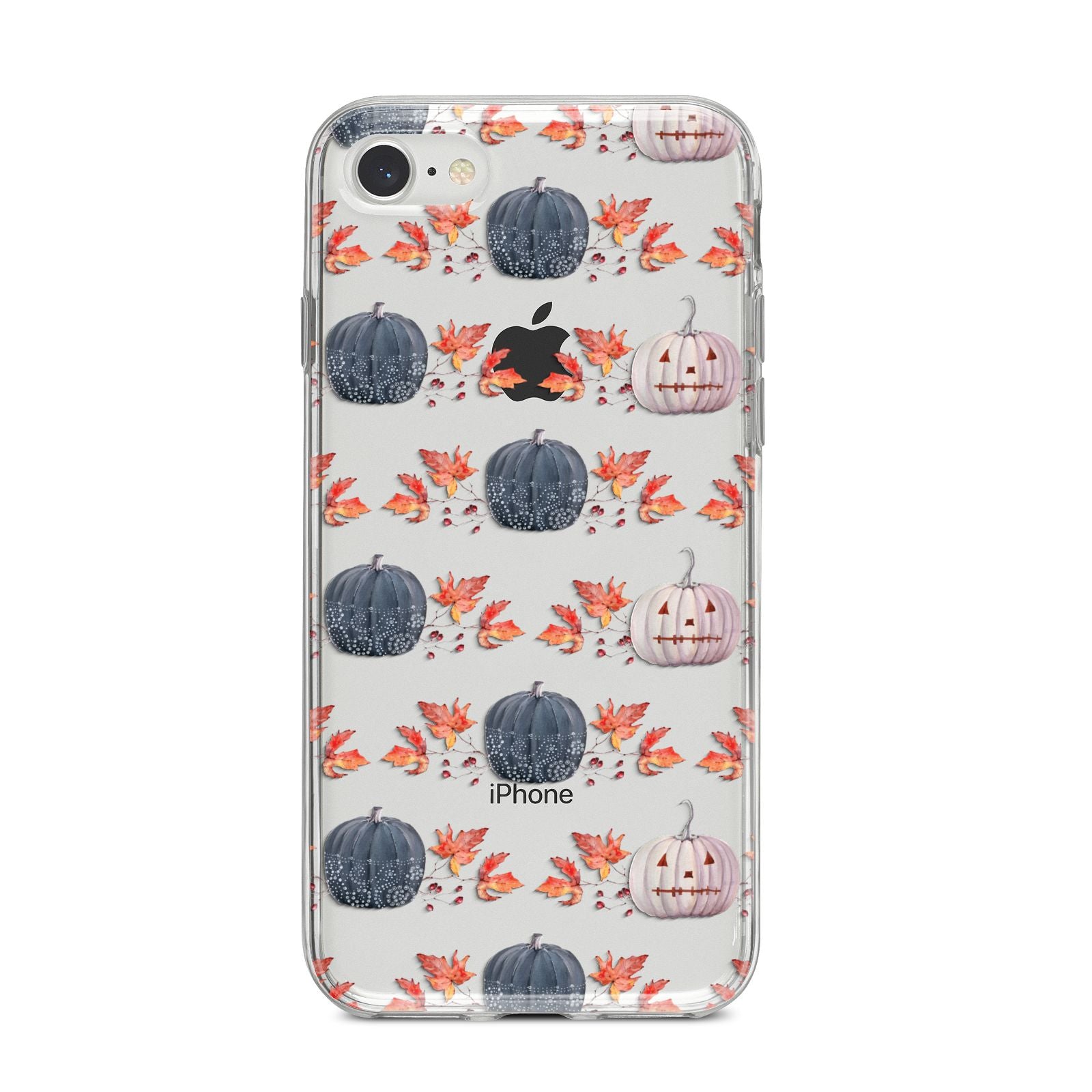 Pumpkin Autumn Leaves iPhone 8 Bumper Case on Silver iPhone