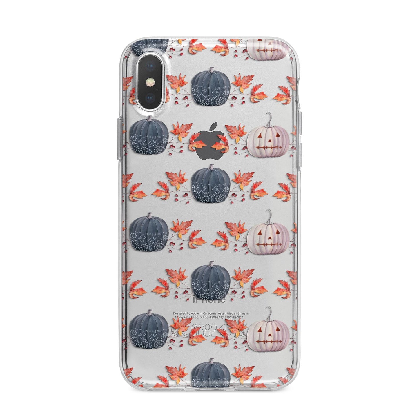 Pumpkin Autumn Leaves iPhone X Bumper Case on Silver iPhone Alternative Image 1