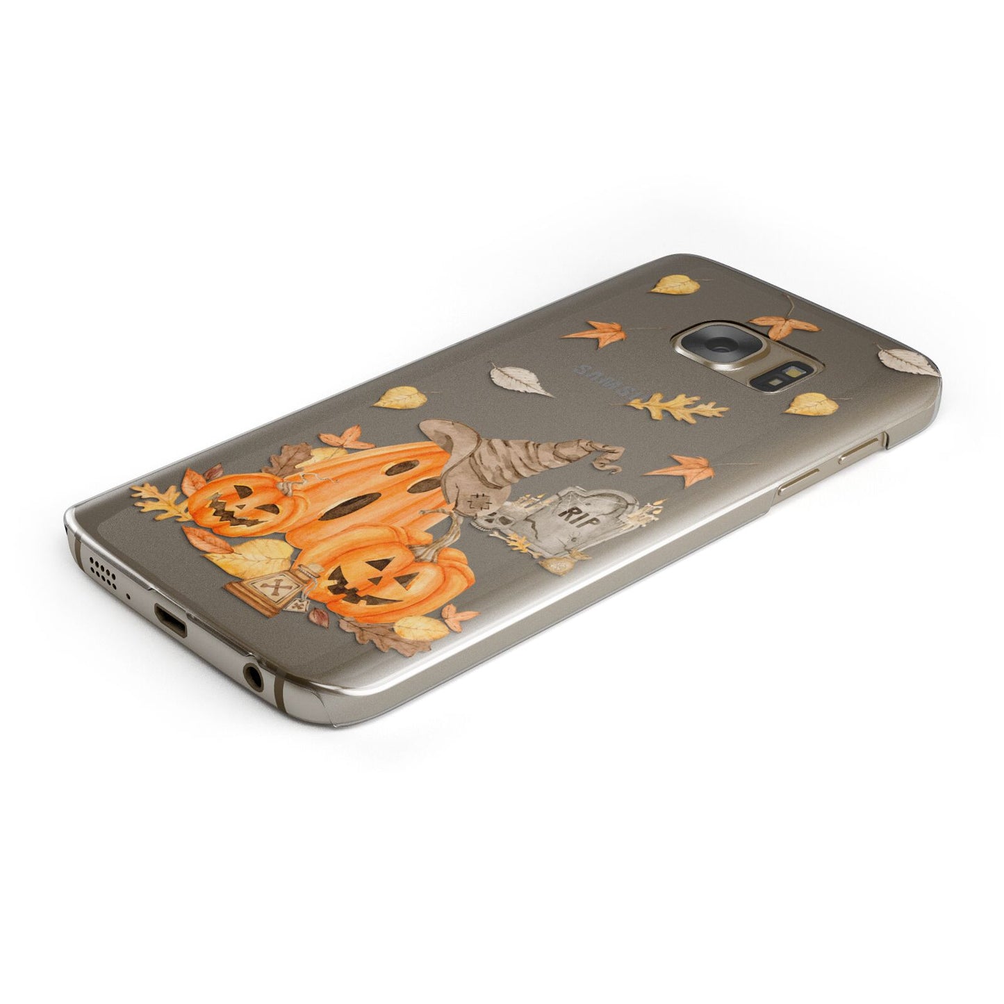 Pumpkin Graveyard Protective Samsung Galaxy Case Angled Image