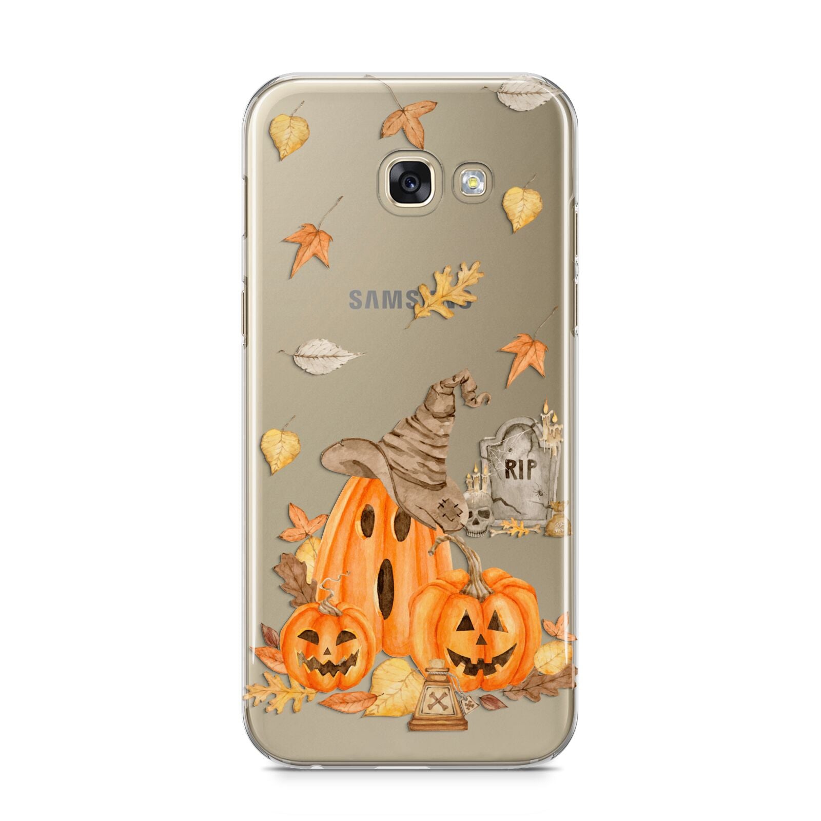 Pumpkin Graveyard Samsung Galaxy A5 2017 Case on gold phone