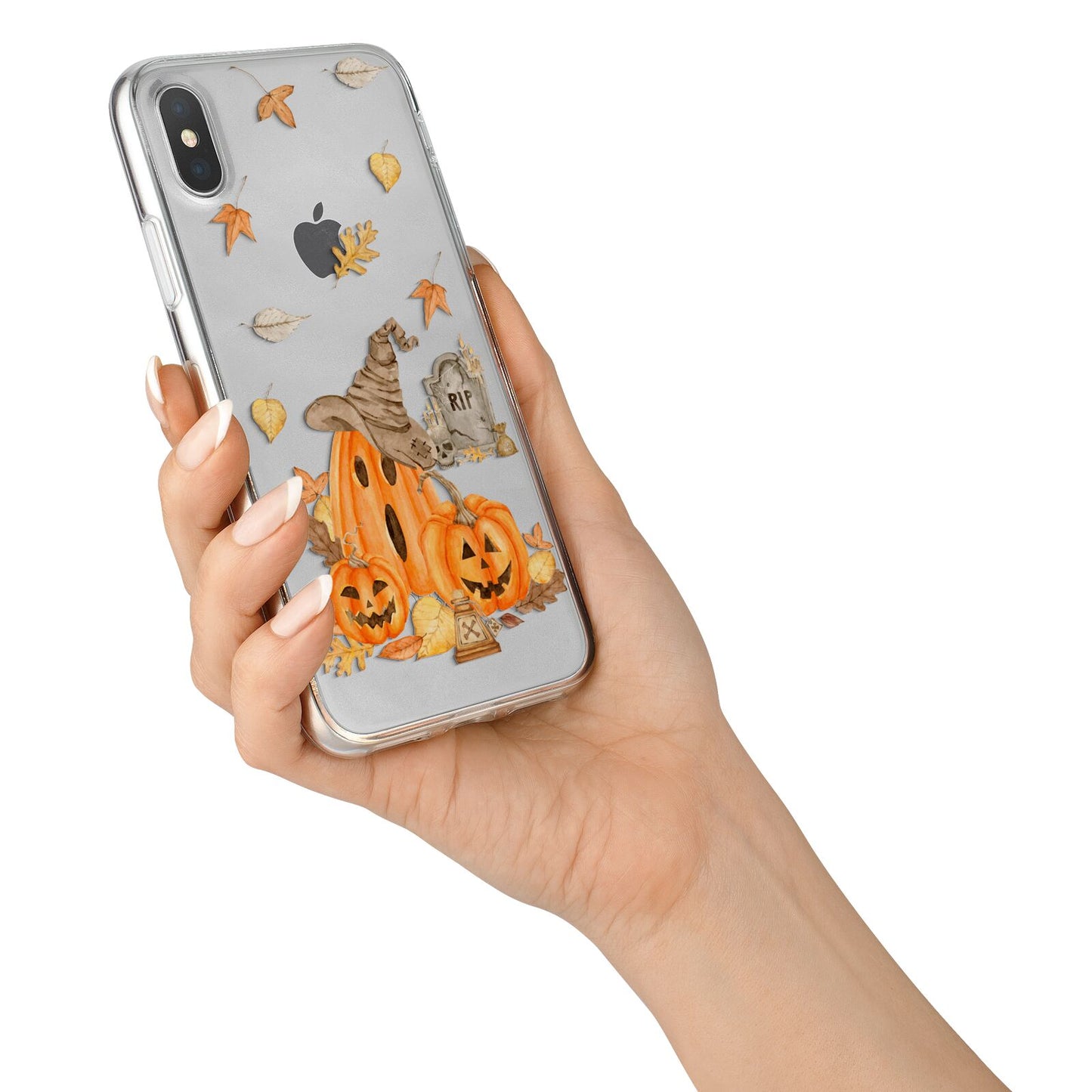 Pumpkin Graveyard iPhone X Bumper Case on Silver iPhone Alternative Image 2