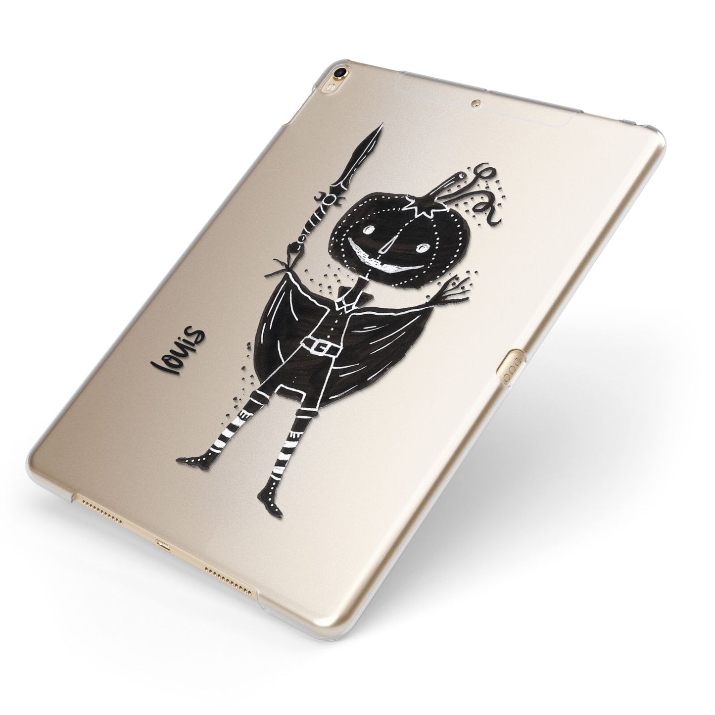 Pumpkin Head Personalised Apple iPad Case on Gold iPad Side View