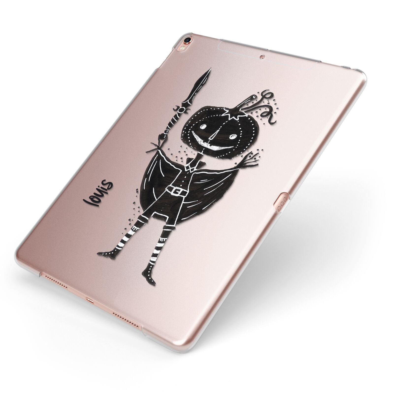 Pumpkin Head Personalised Apple iPad Case on Rose Gold iPad Side View