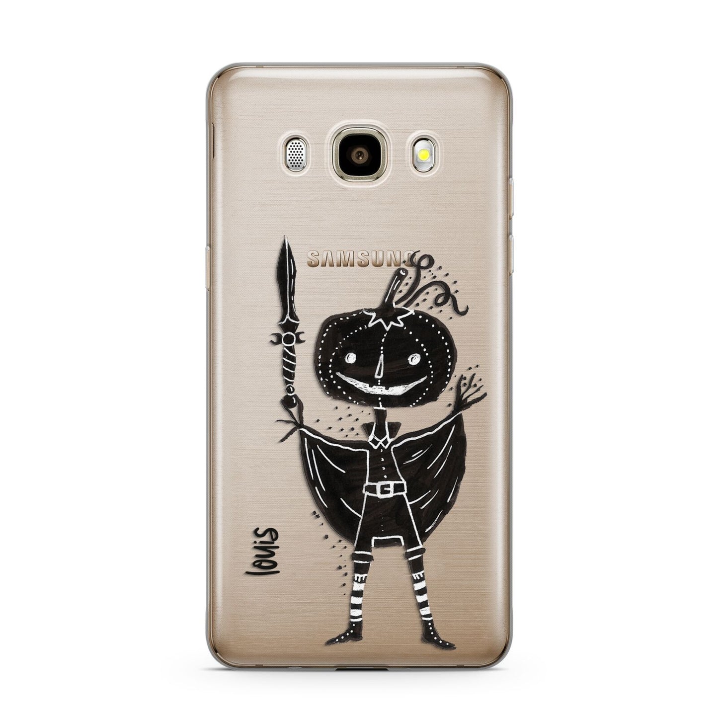 Pumpkin Head Personalised Samsung Galaxy J7 2016 Case on gold phone