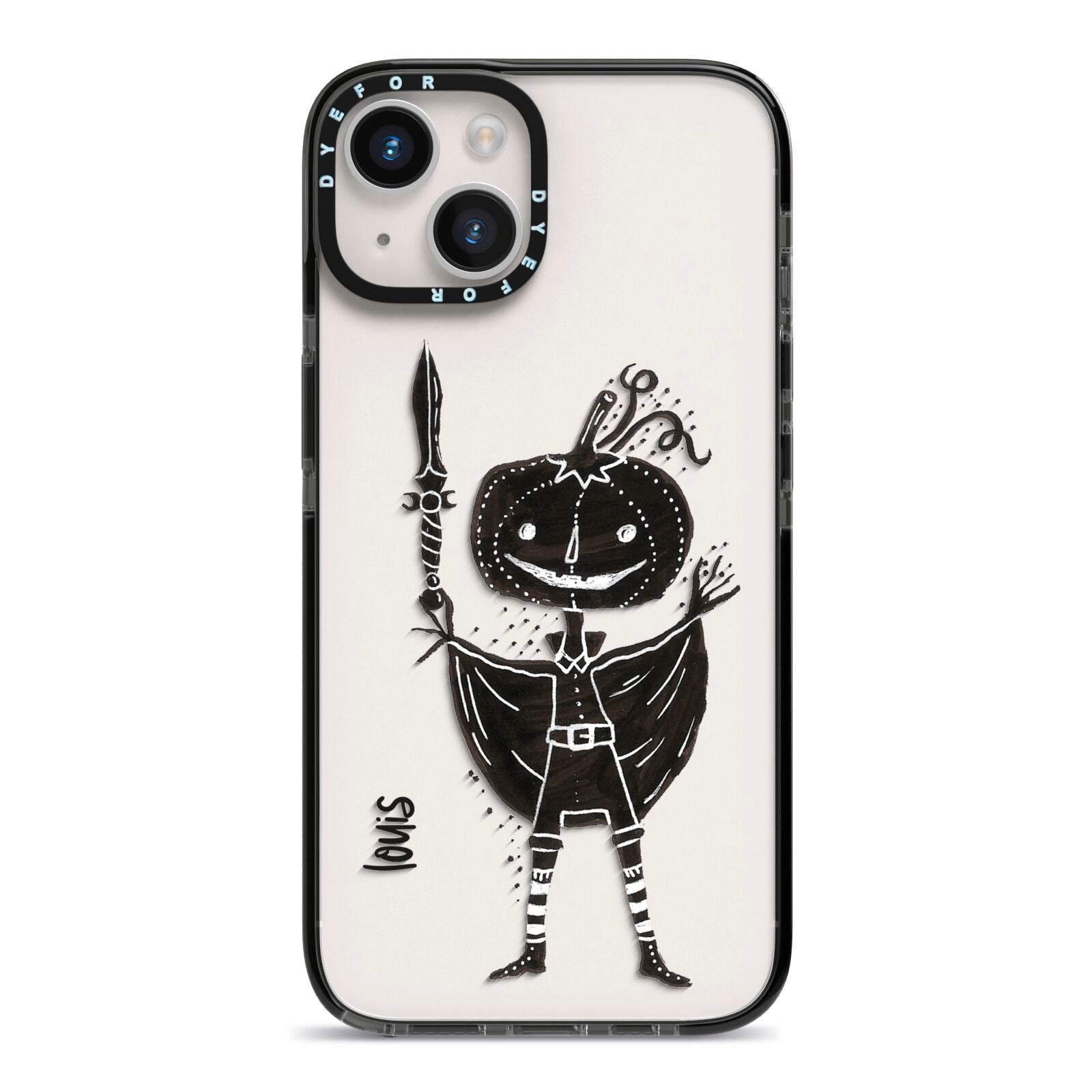 Pumpkin Head Personalised iPhone 14 Black Impact Case on Silver phone