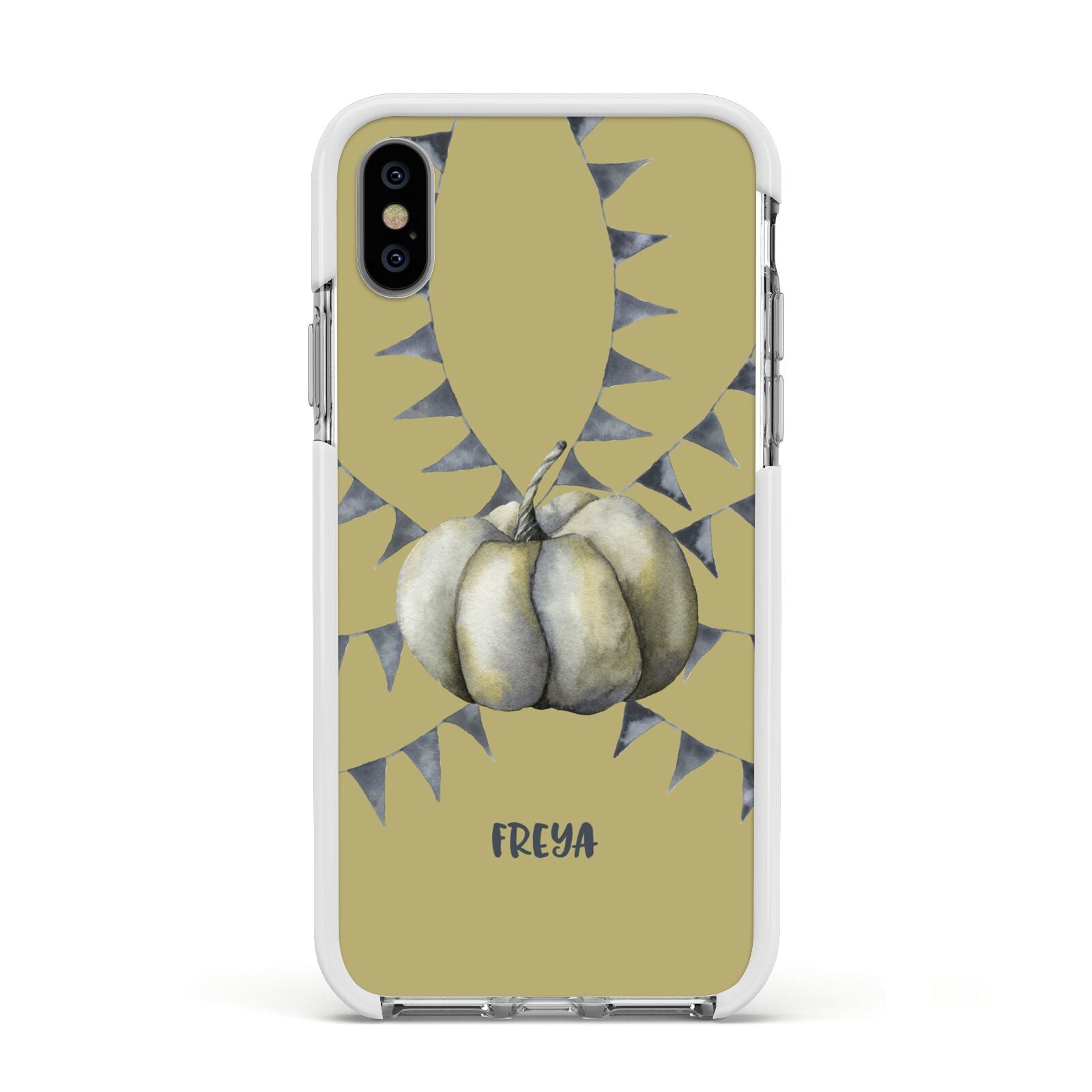 Pumpkin Part Halloween Apple iPhone Xs Impact Case White Edge on Silver Phone