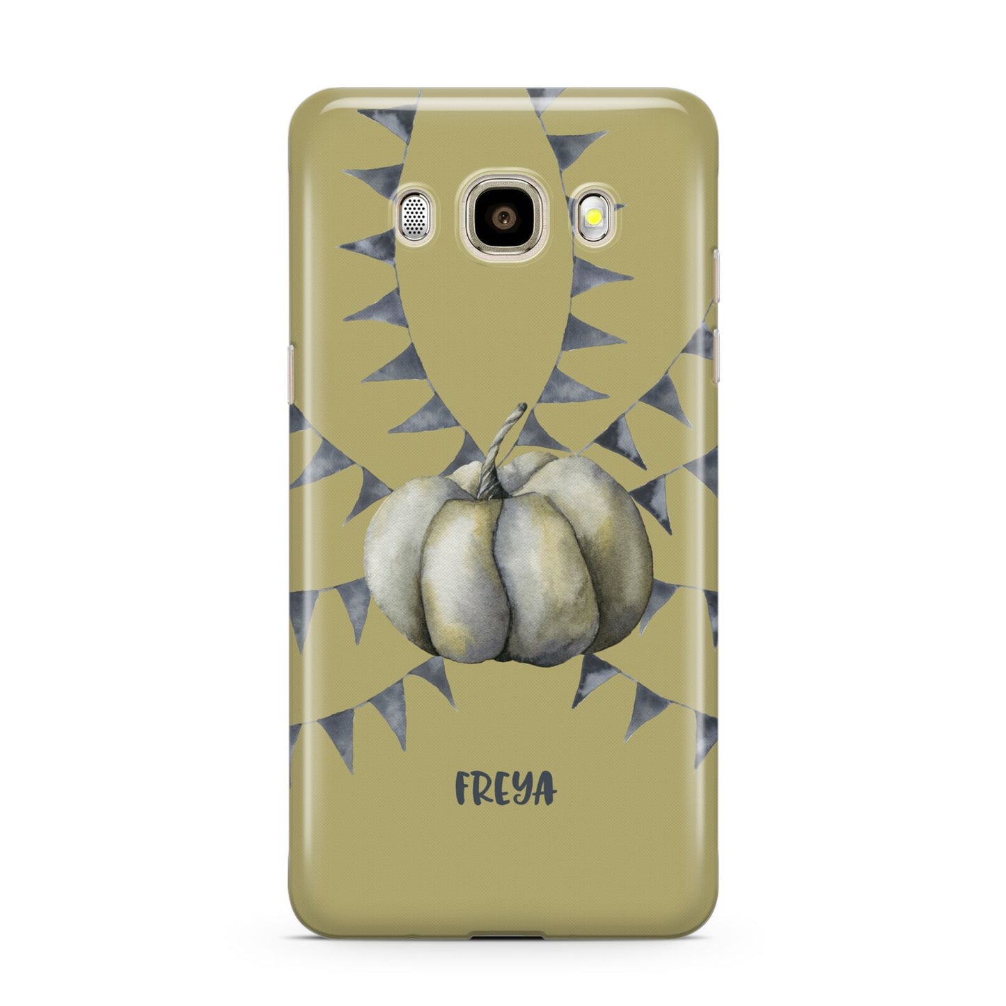 Pumpkin Part Halloween Samsung Galaxy J7 2016 Case on gold phone