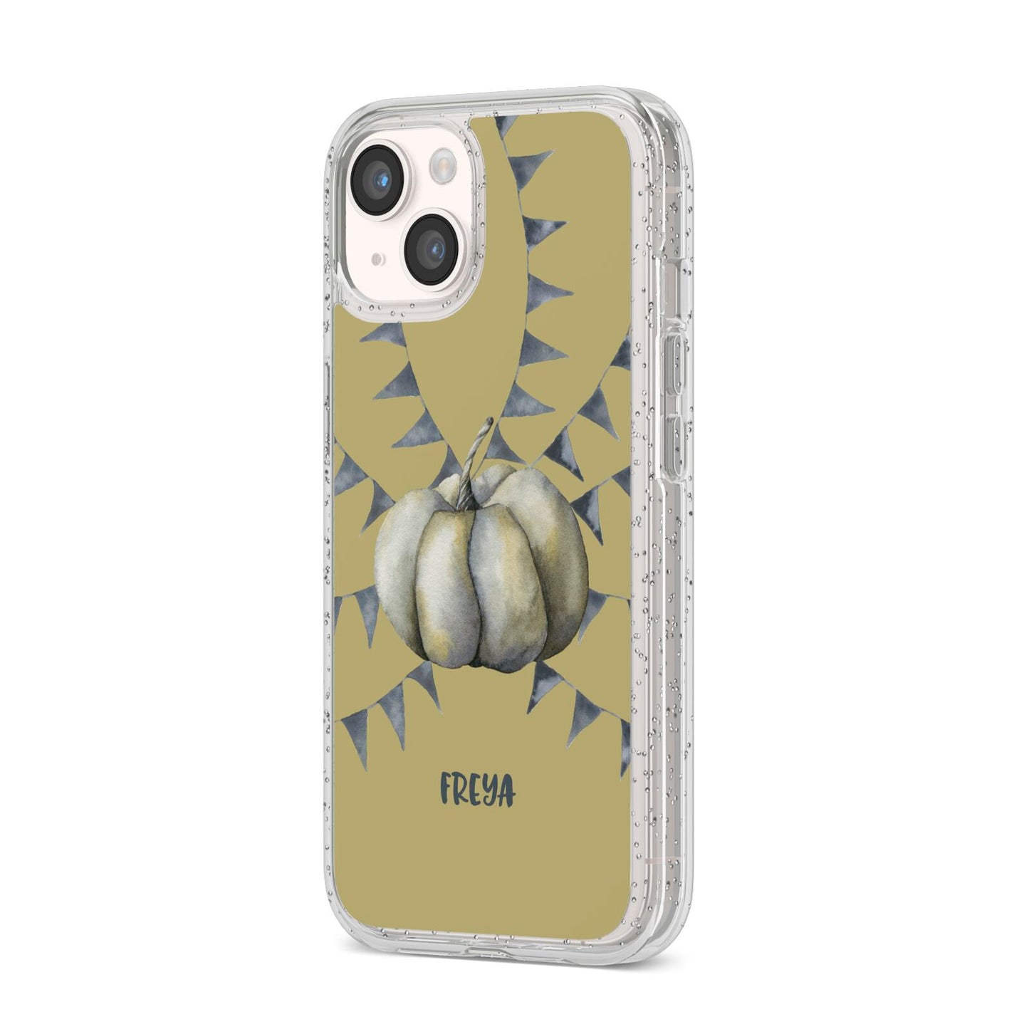 Pumpkin Part Halloween iPhone 14 Glitter Tough Case Starlight Angled Image